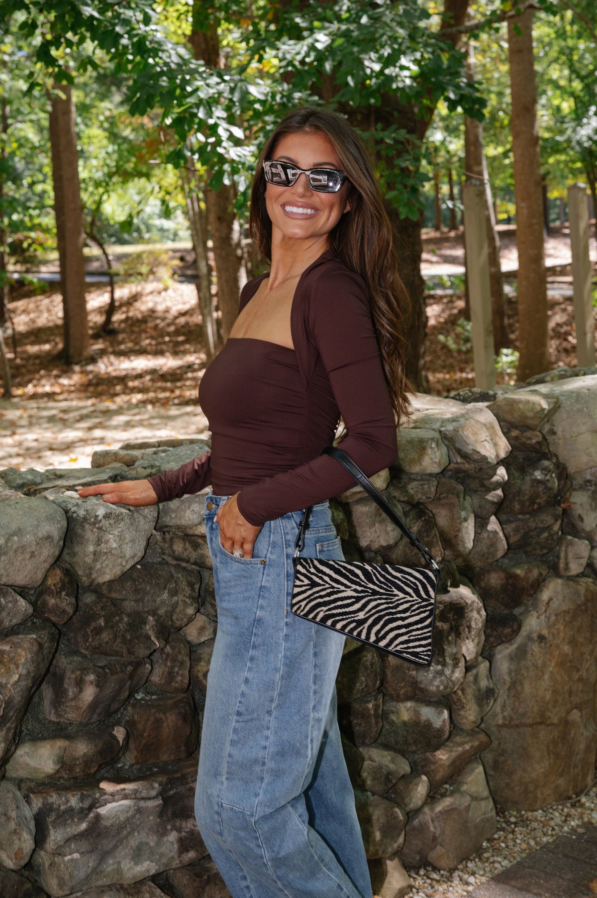 Anne Ruched Long Sleeve Top-Chocolate