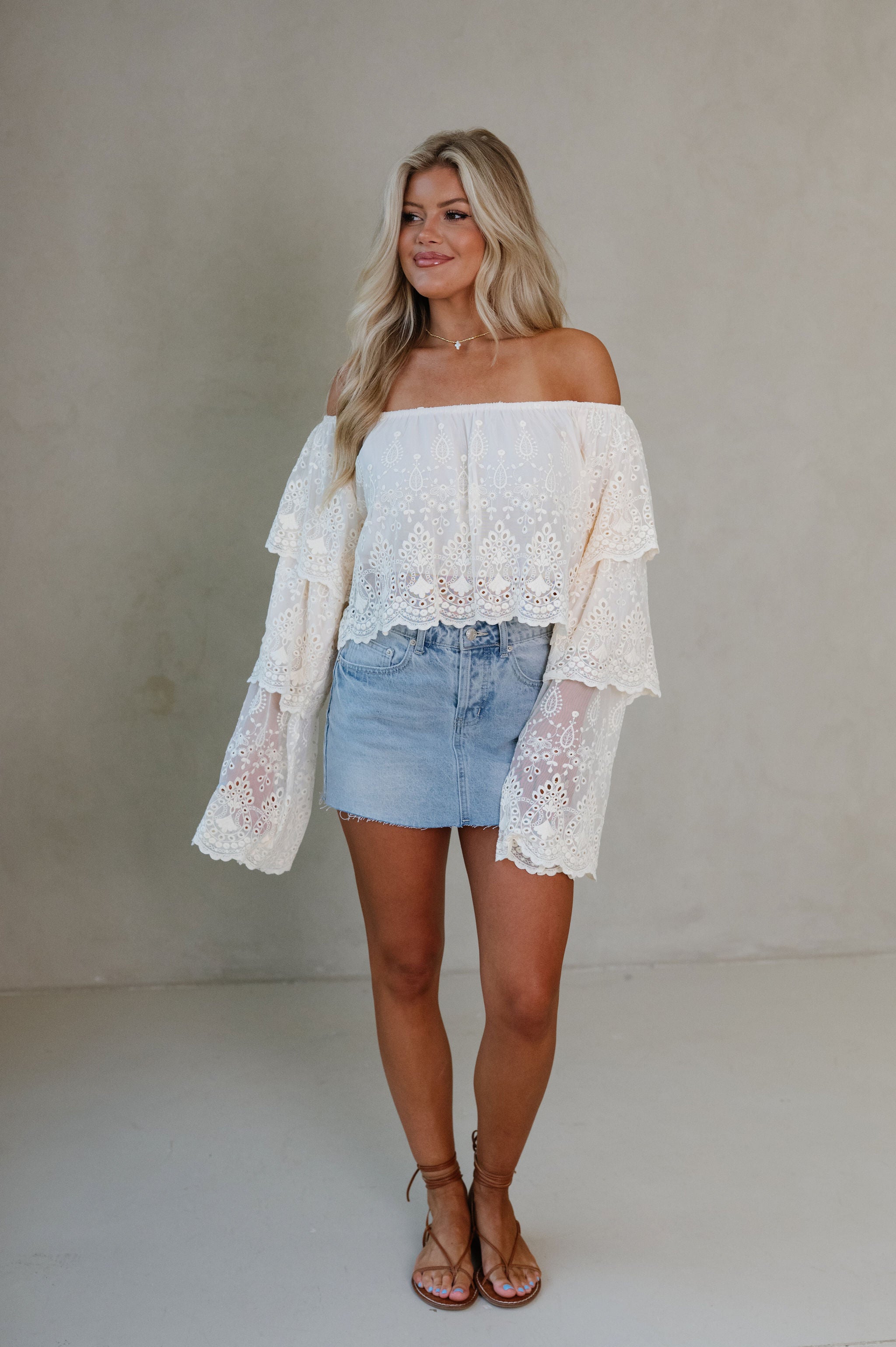 Eva OTS Tiered Top-Cream