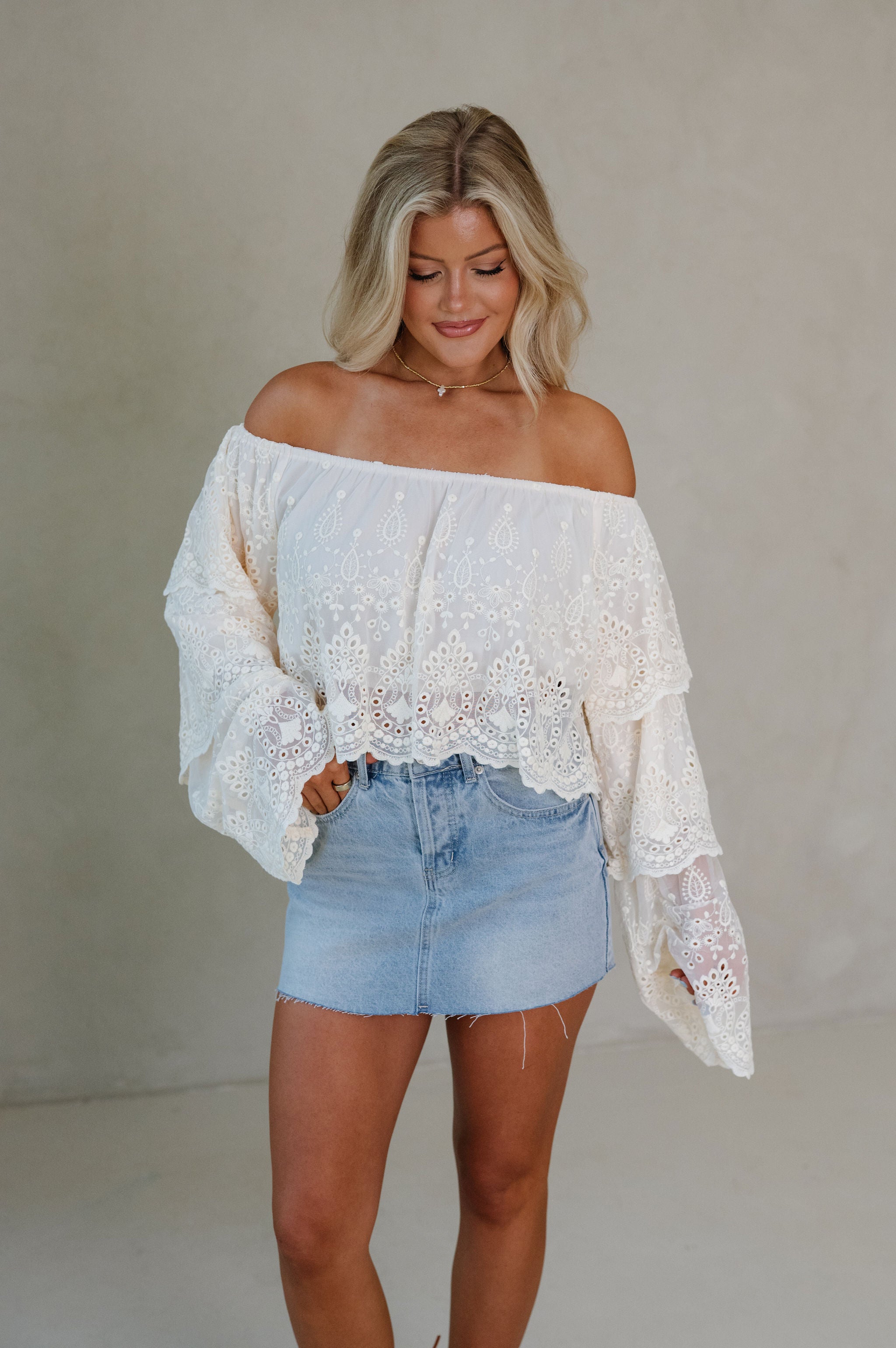 Eva OTS Tiered Top-Cream