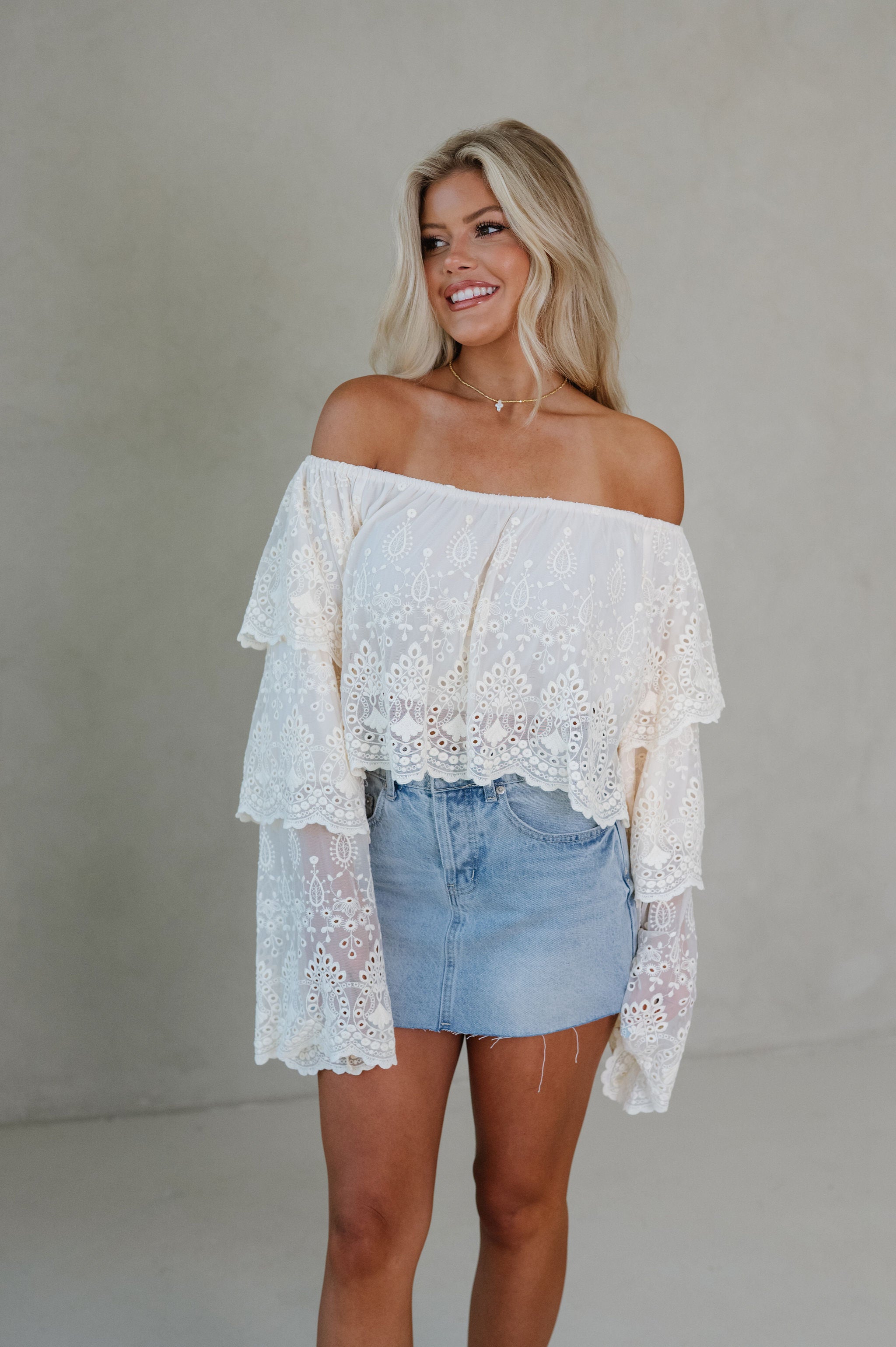 Eva OTS Tiered Top-Cream