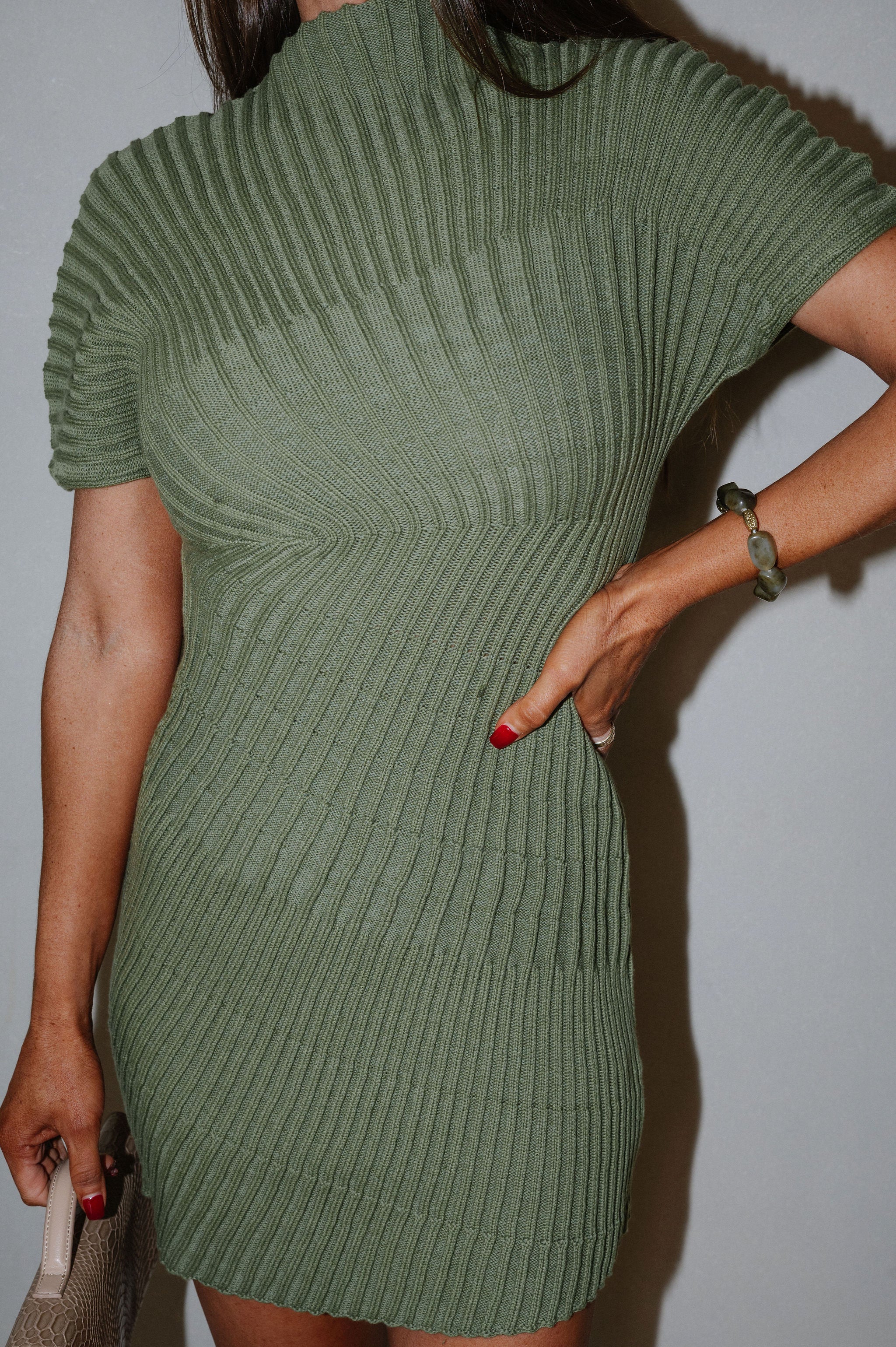 Sony Knit Mini Dress-Olive