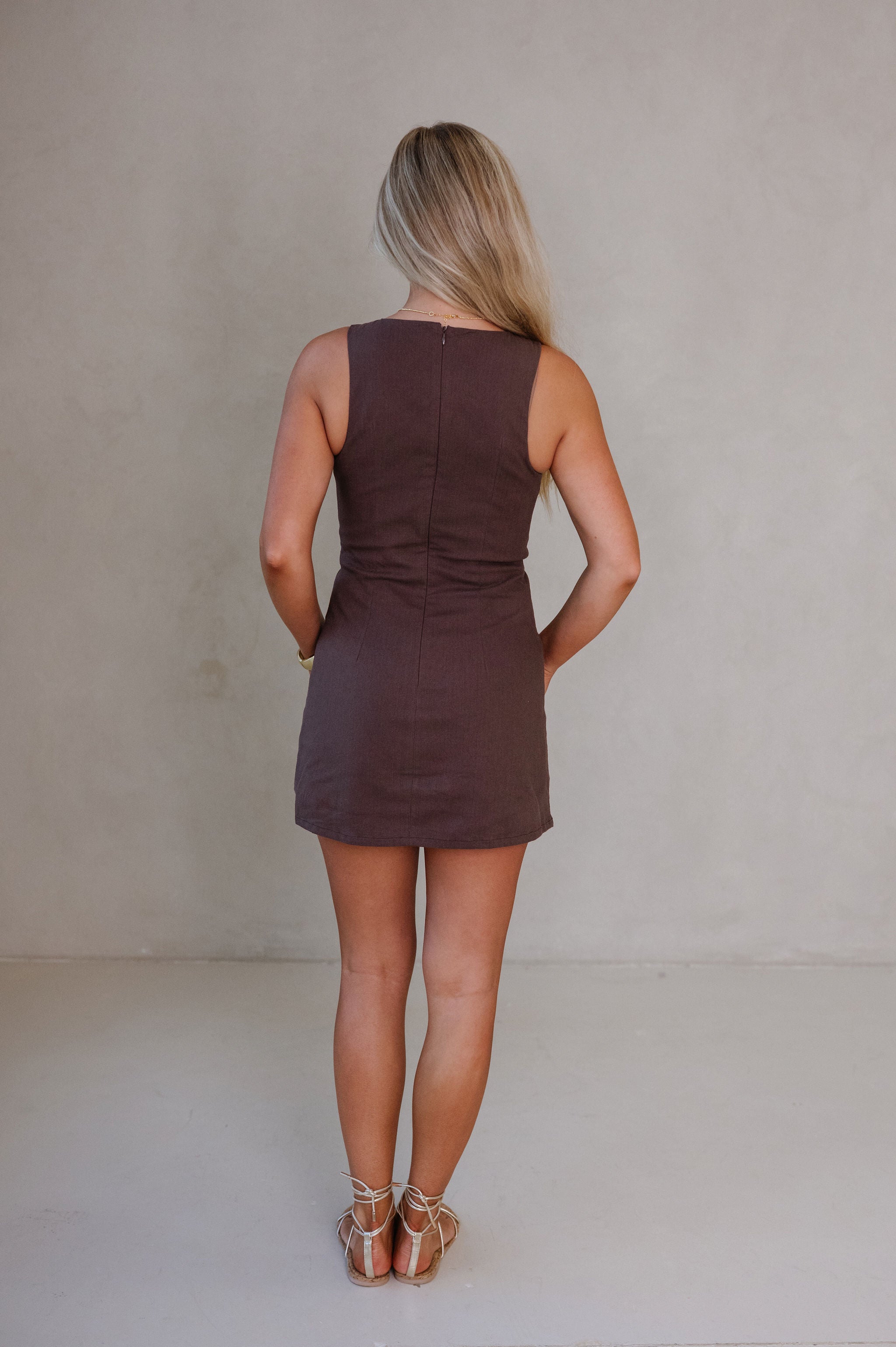 Juna Mini Dress-Chocolate