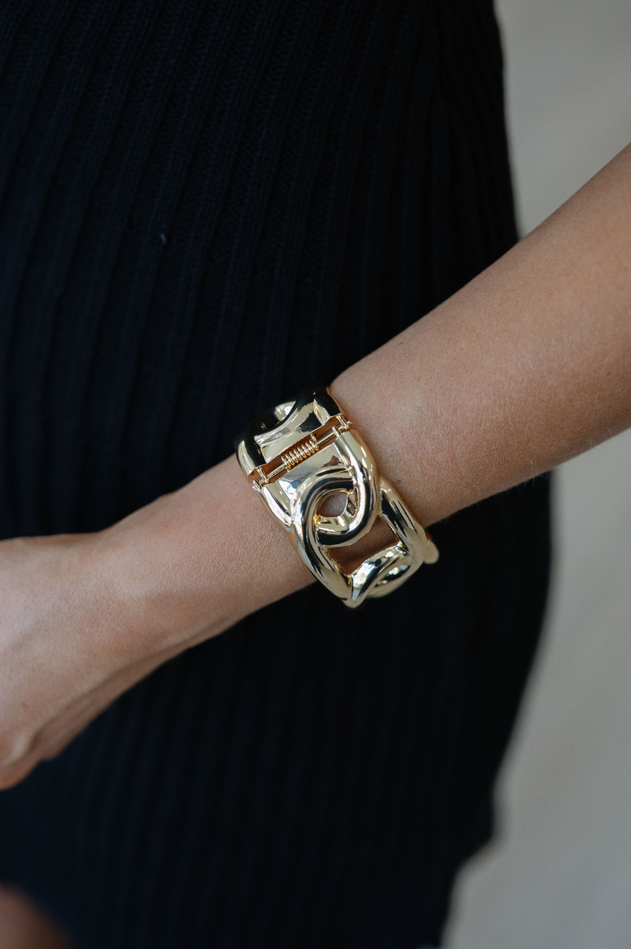 Link Hinged Cuff- Gold