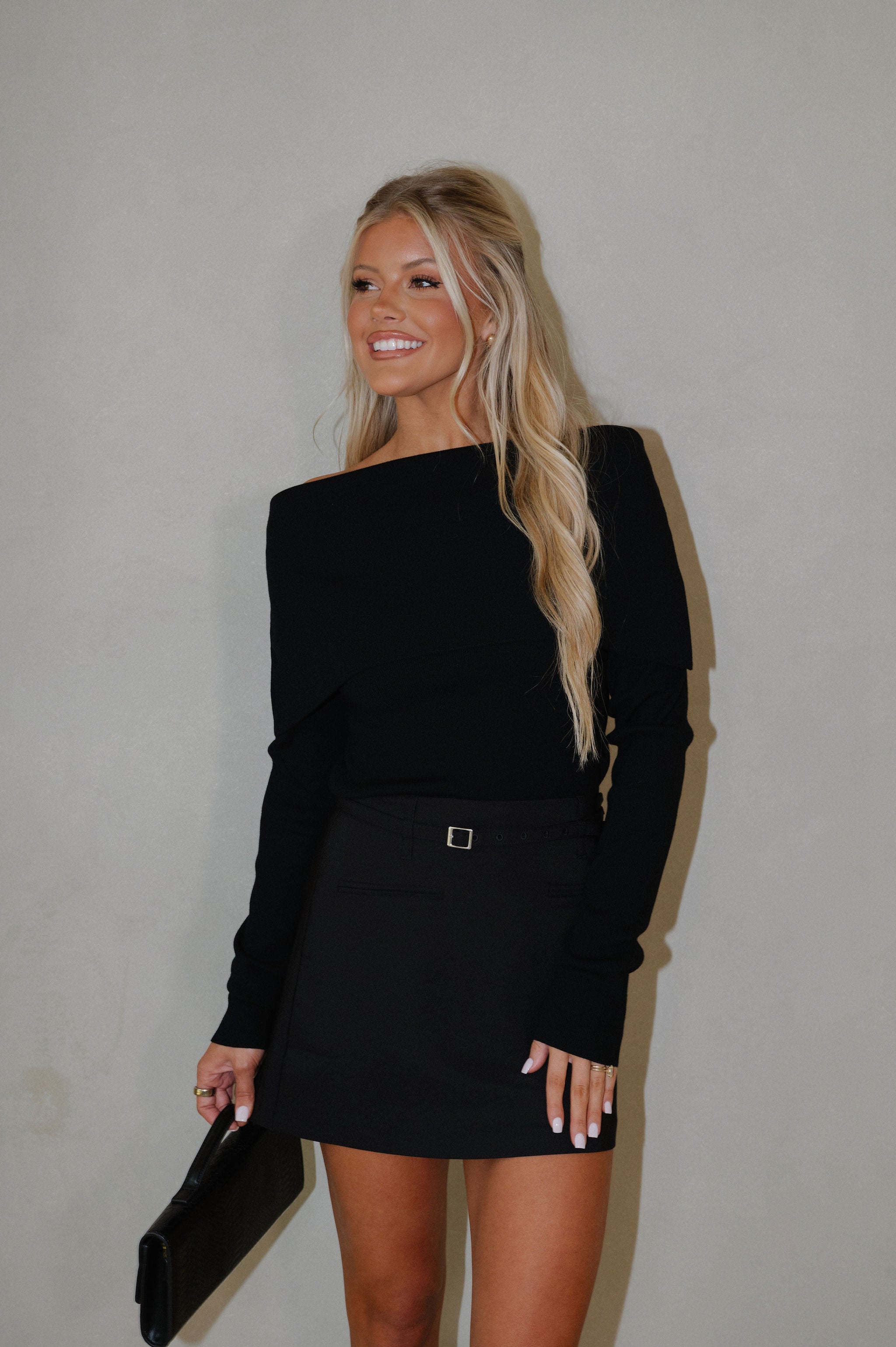 Becca Belted Mini Skirt-Black