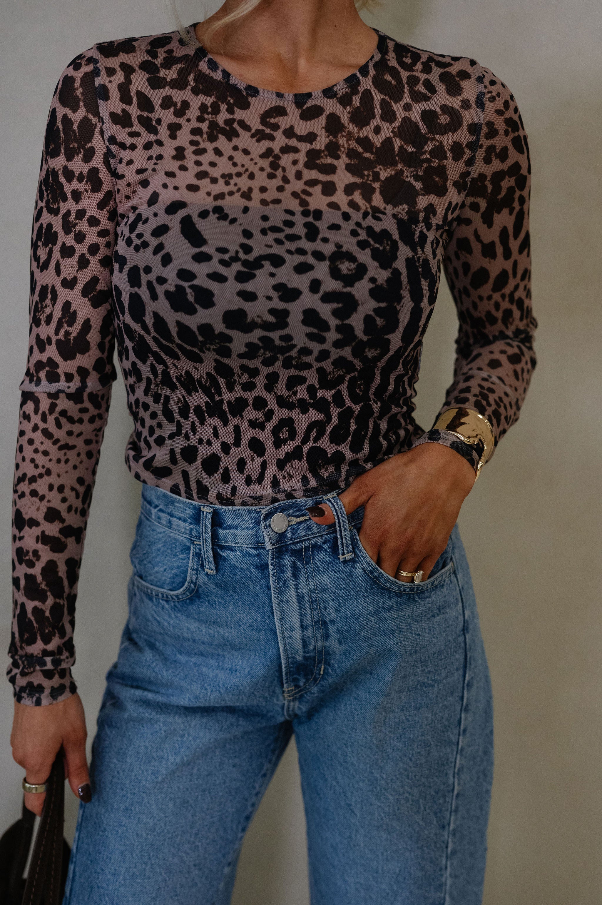Maddie Mesh Top-Leopard