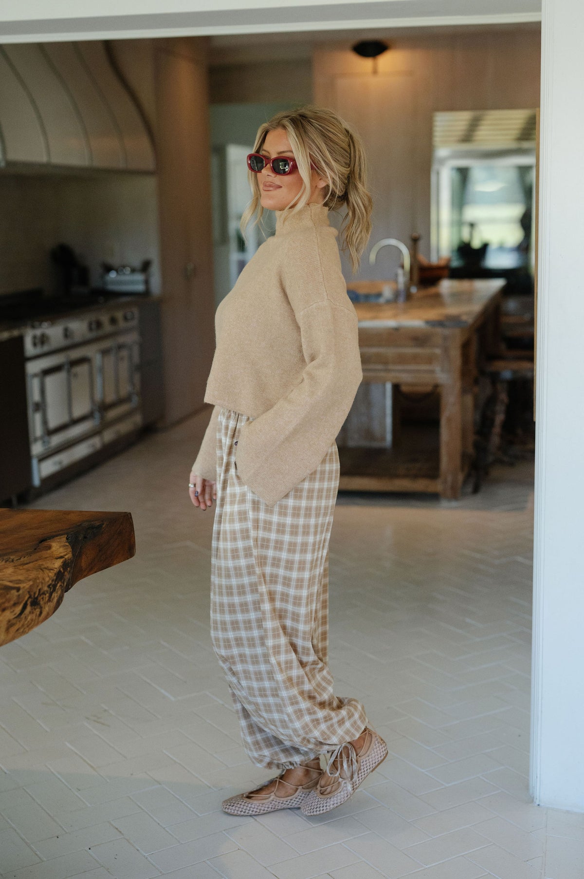 Montana Mock Neck Sweater- Taupe