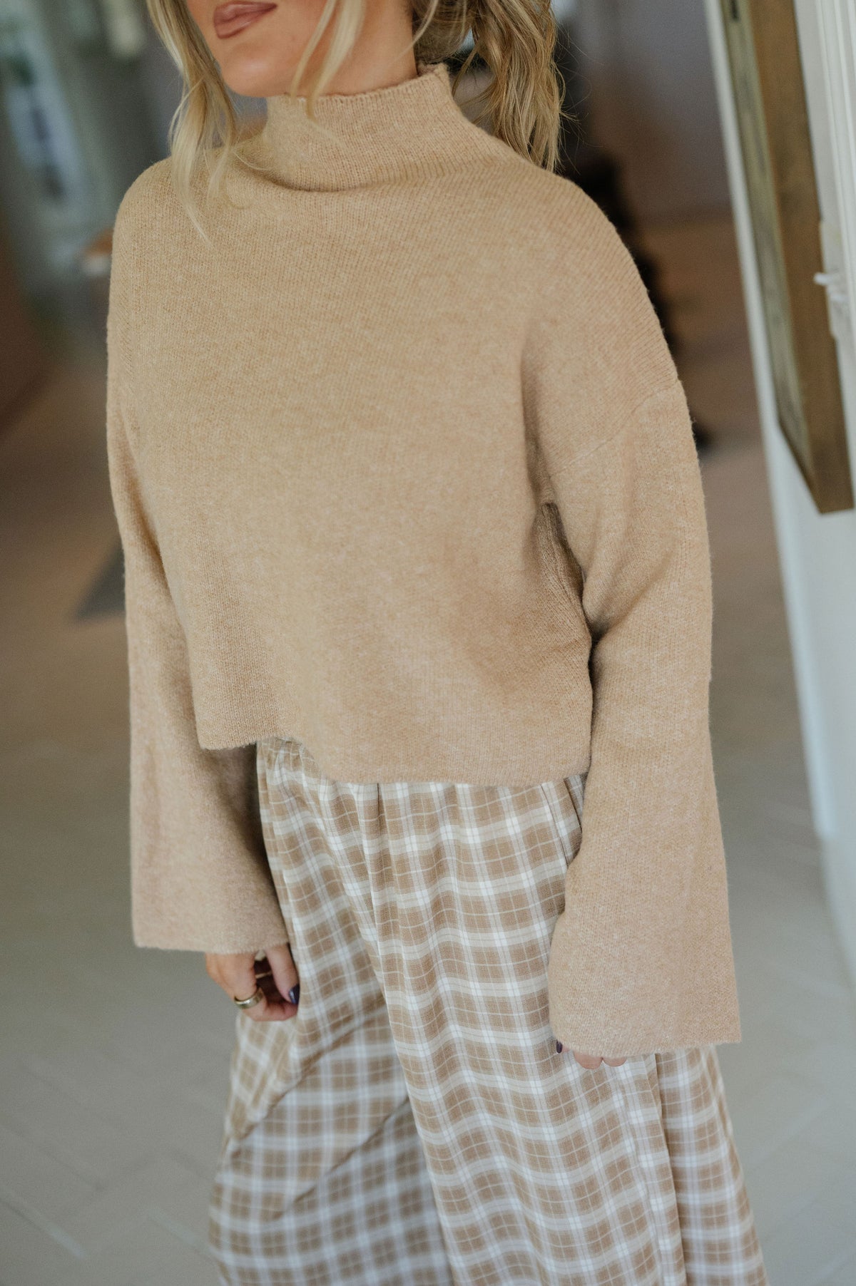 Montana Mock Neck Sweater- Taupe