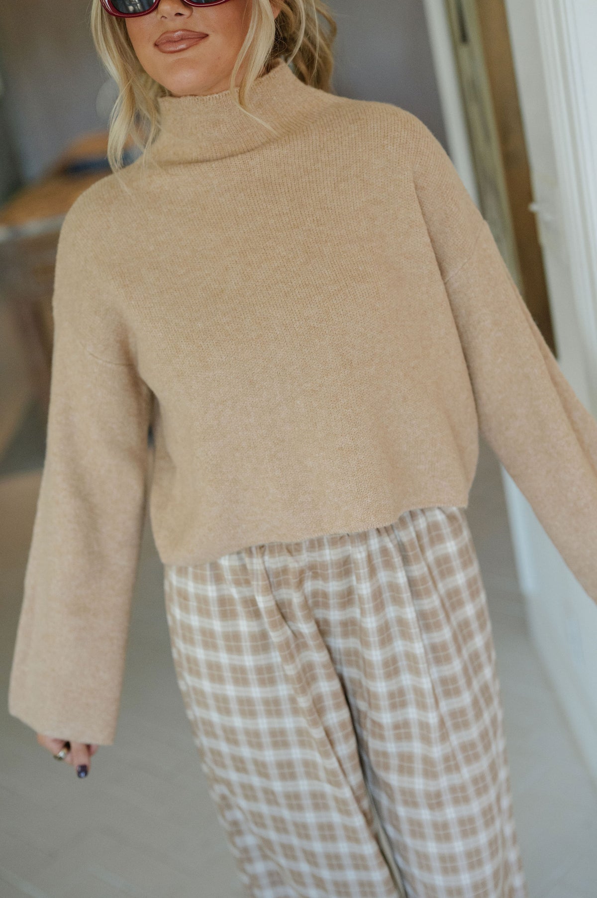 Montana Mock Neck Sweater- Taupe