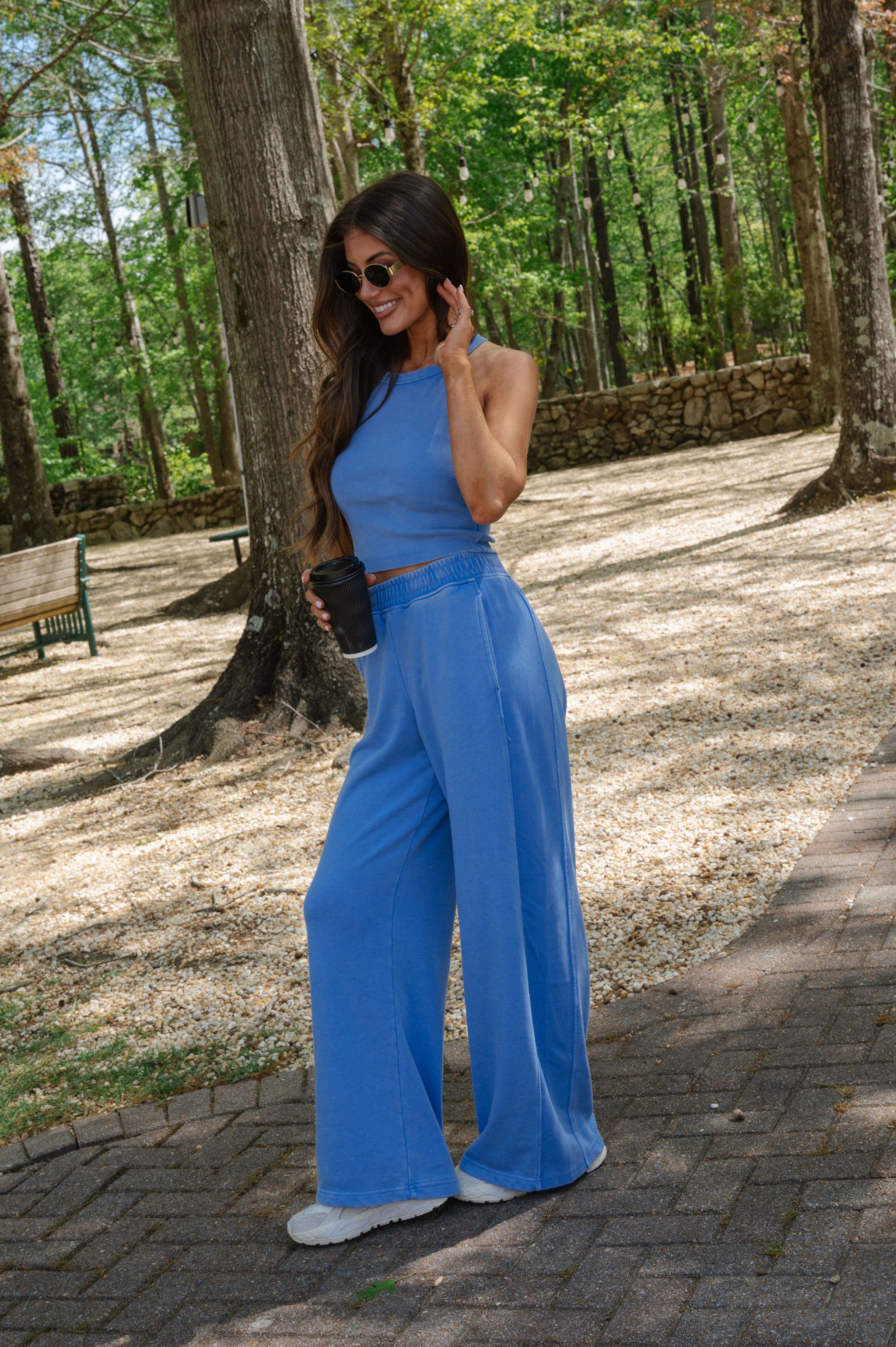 Stella French Terry Pants Set-Aqua Splash