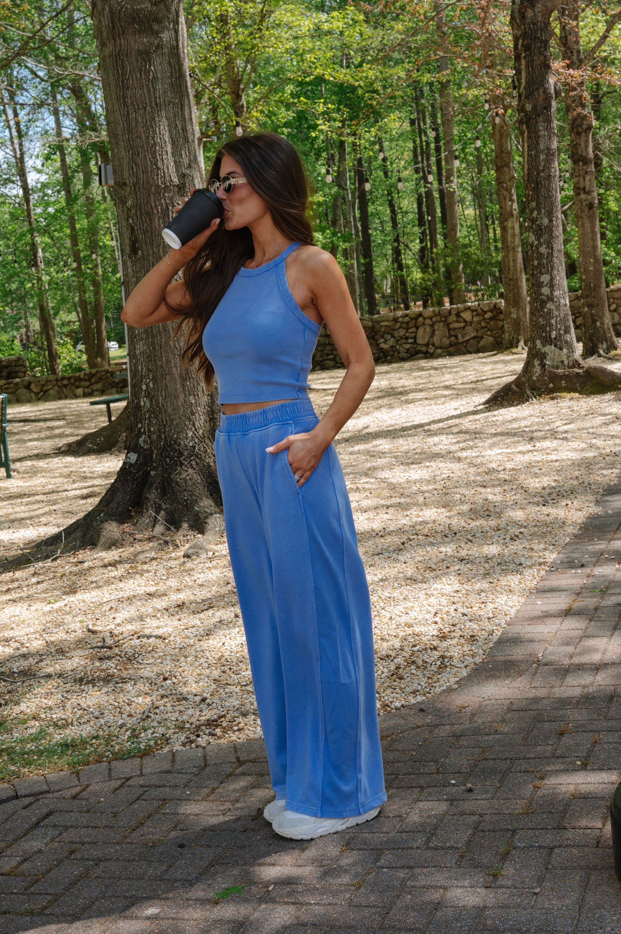 Stella French Terry Pants Set-Aqua Splash