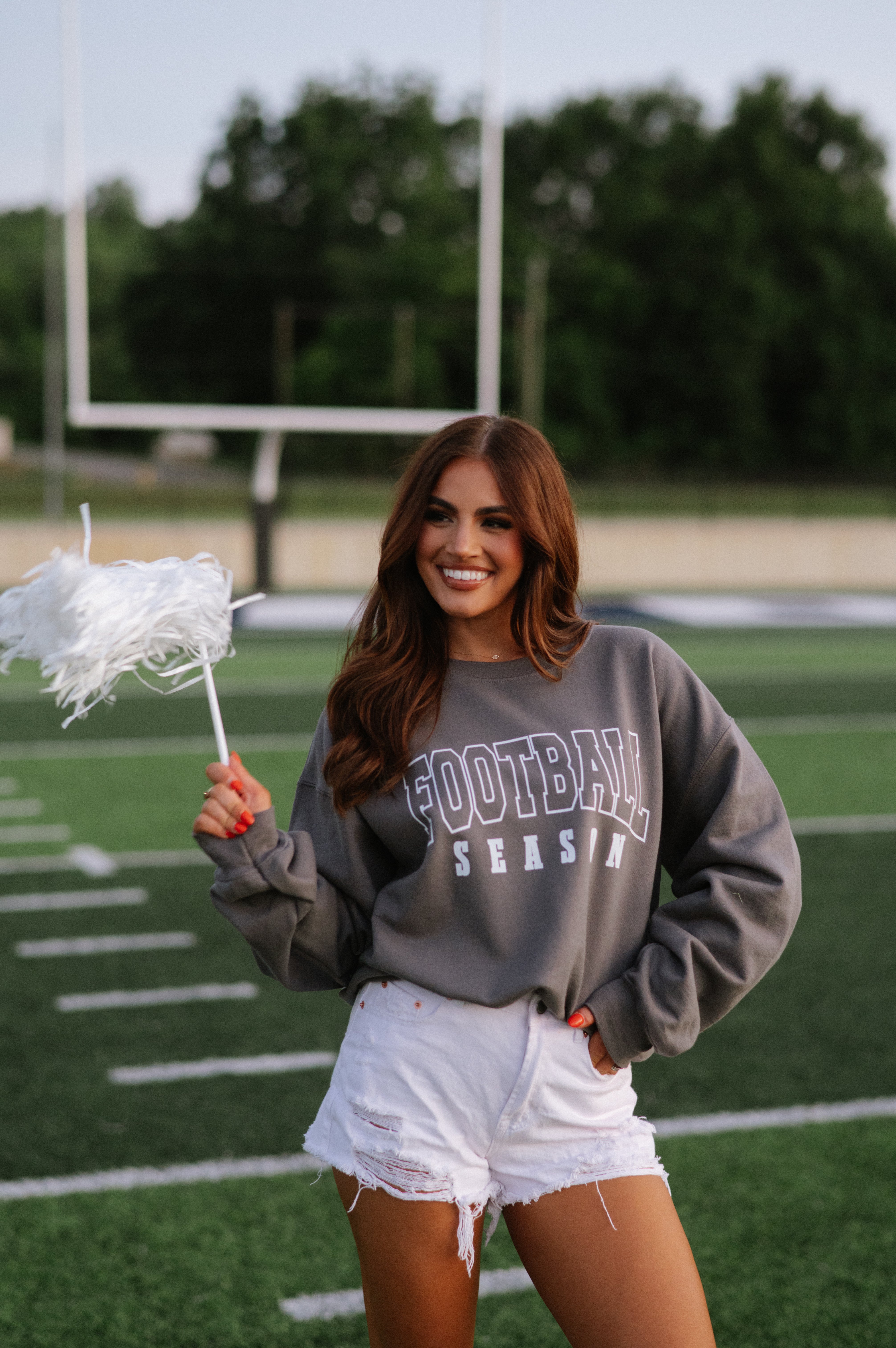 Football Season Sweatshirt-Charcoal