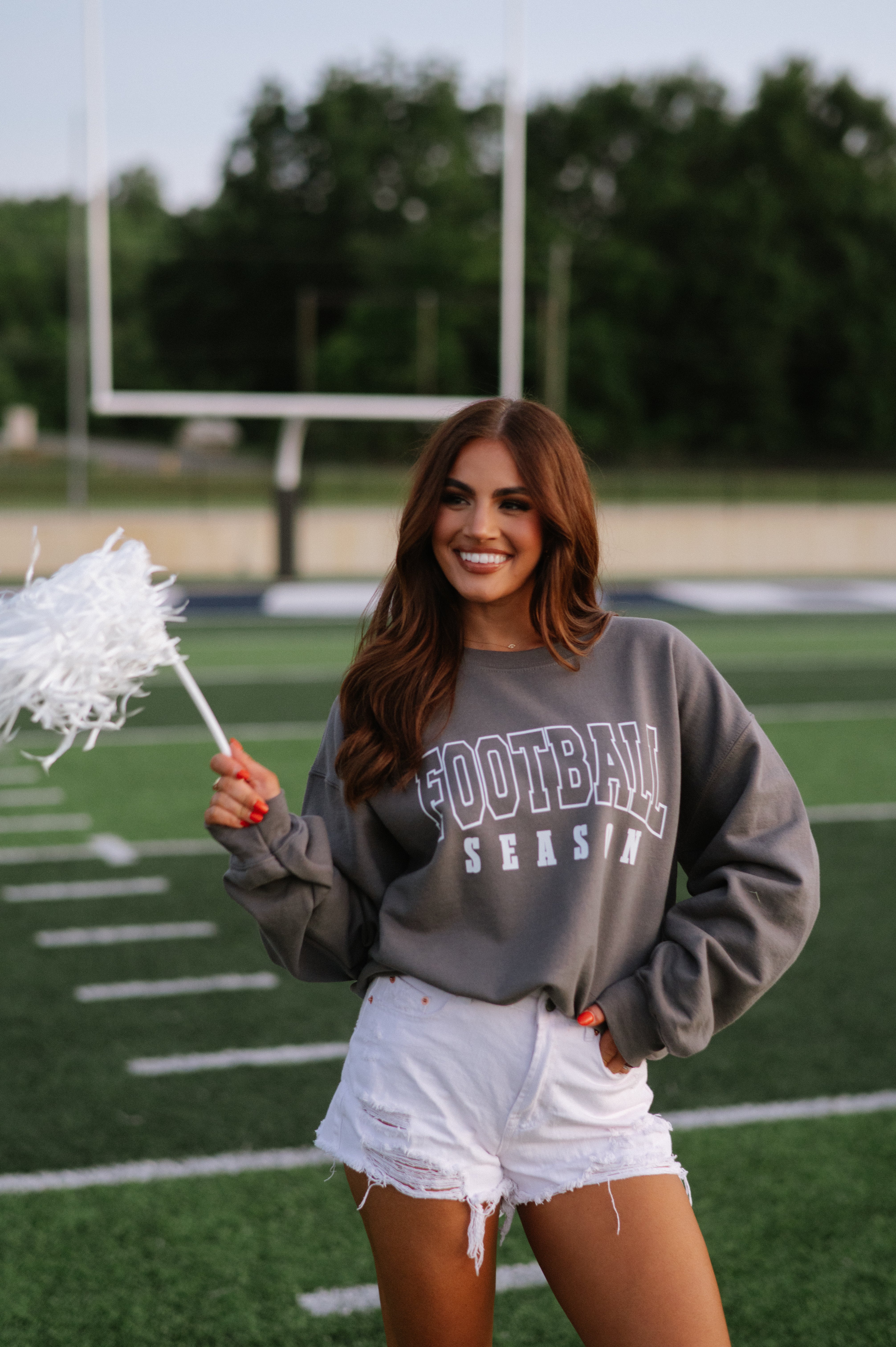 Football Season Sweatshirt-Charcoal