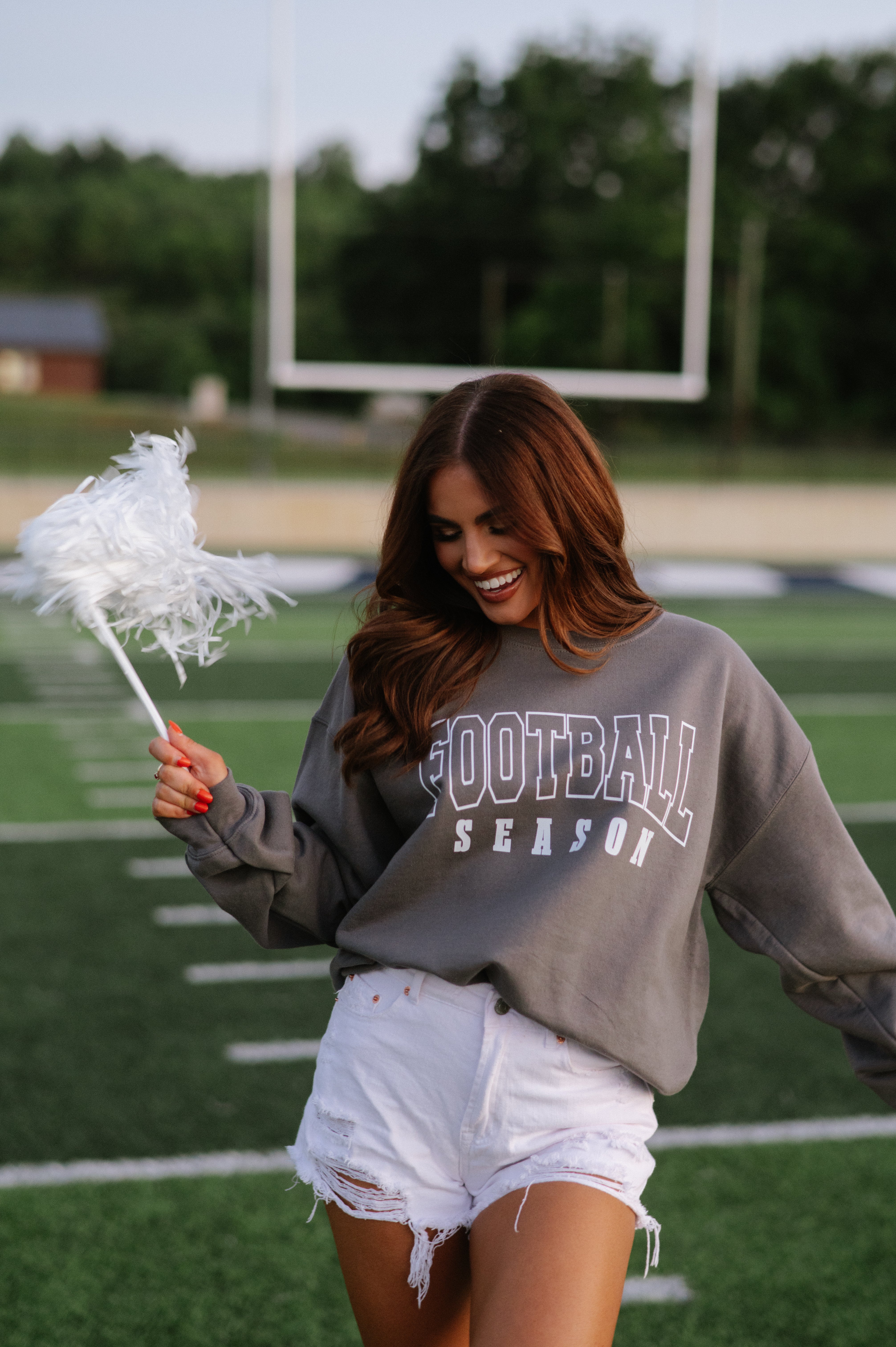 Football Season Sweatshirt-Charcoal