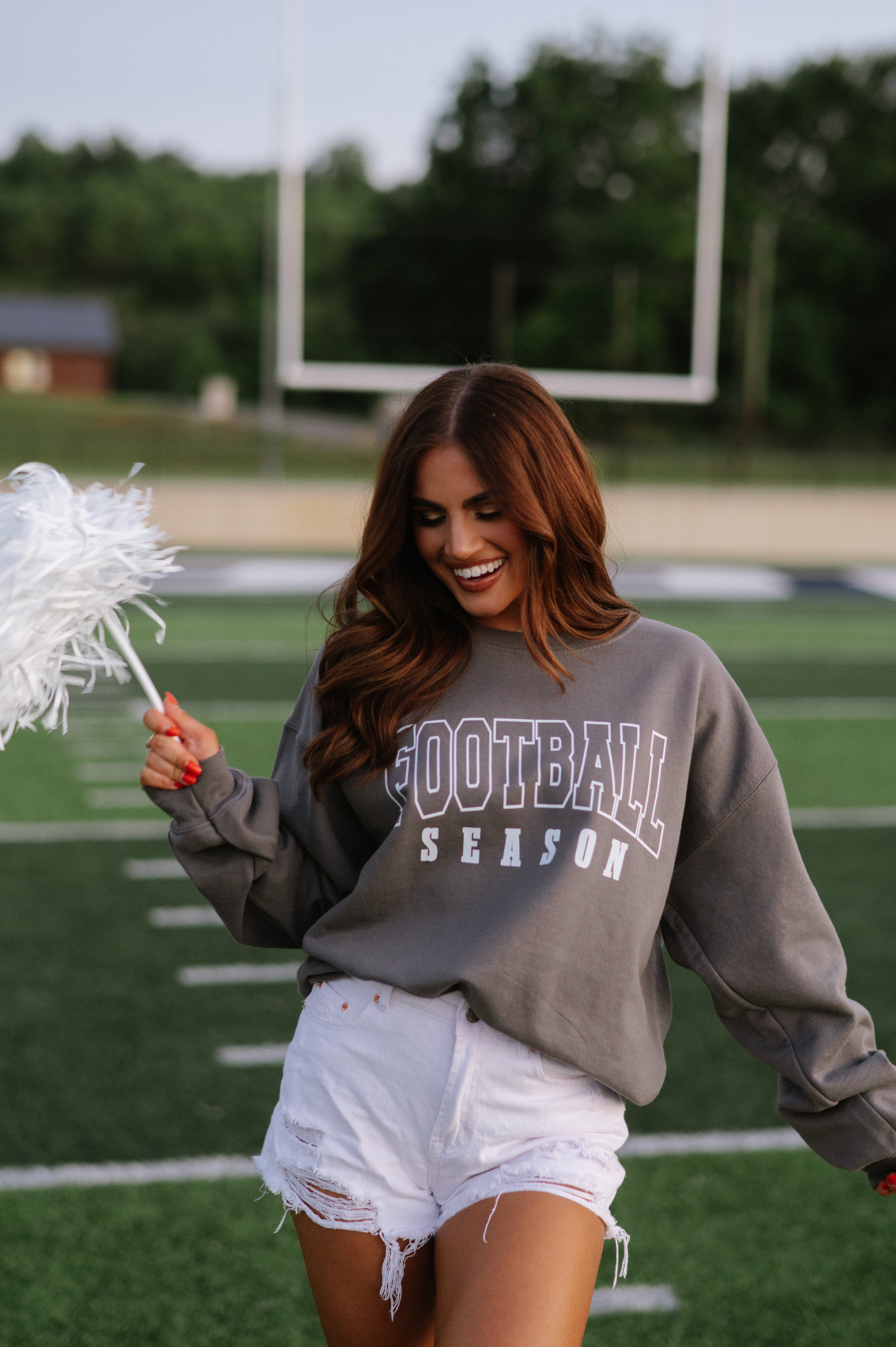 Football Season Sweatshirt-Charcoal