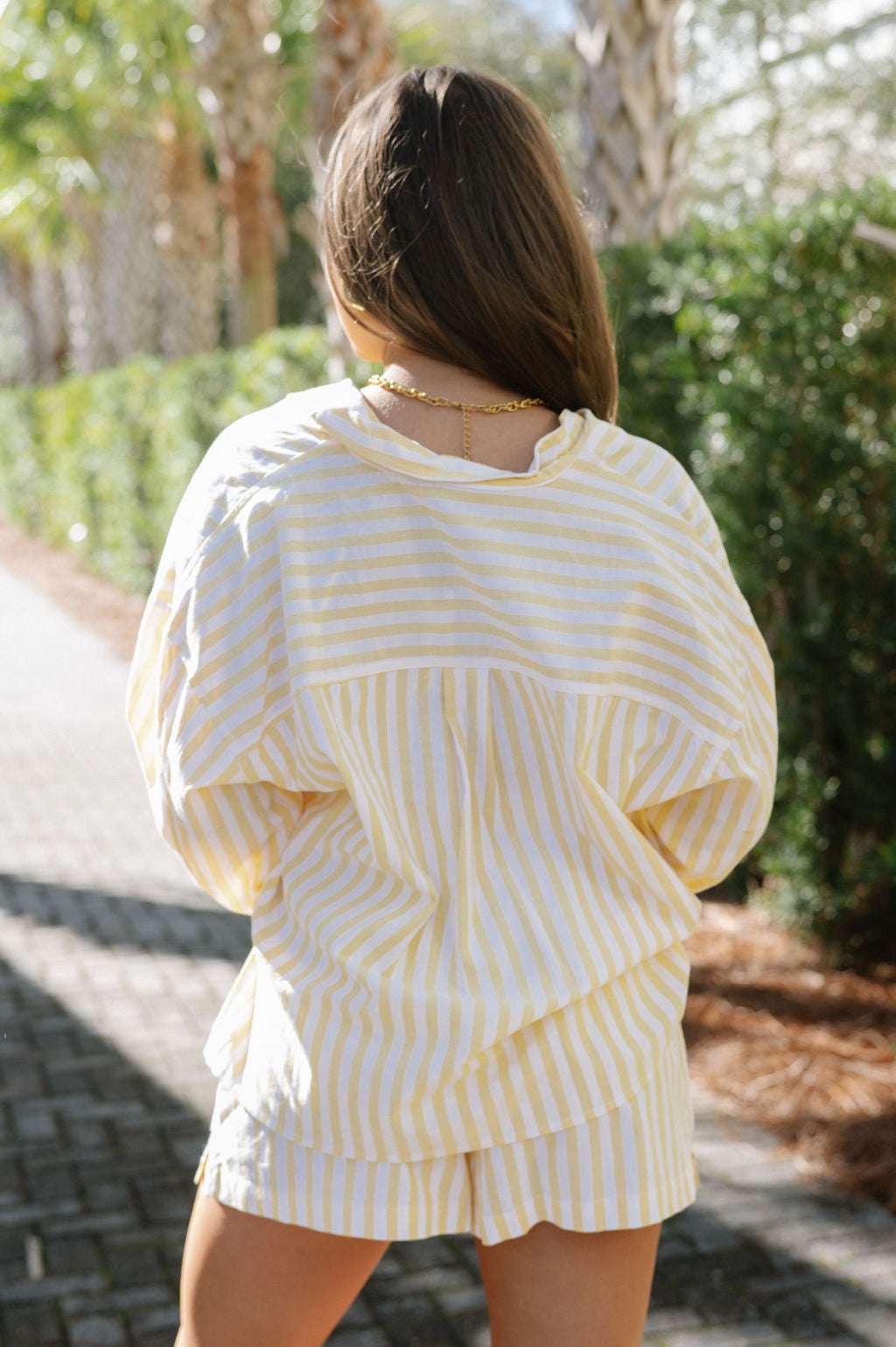 Savy Striped Shorts Set-Lemon