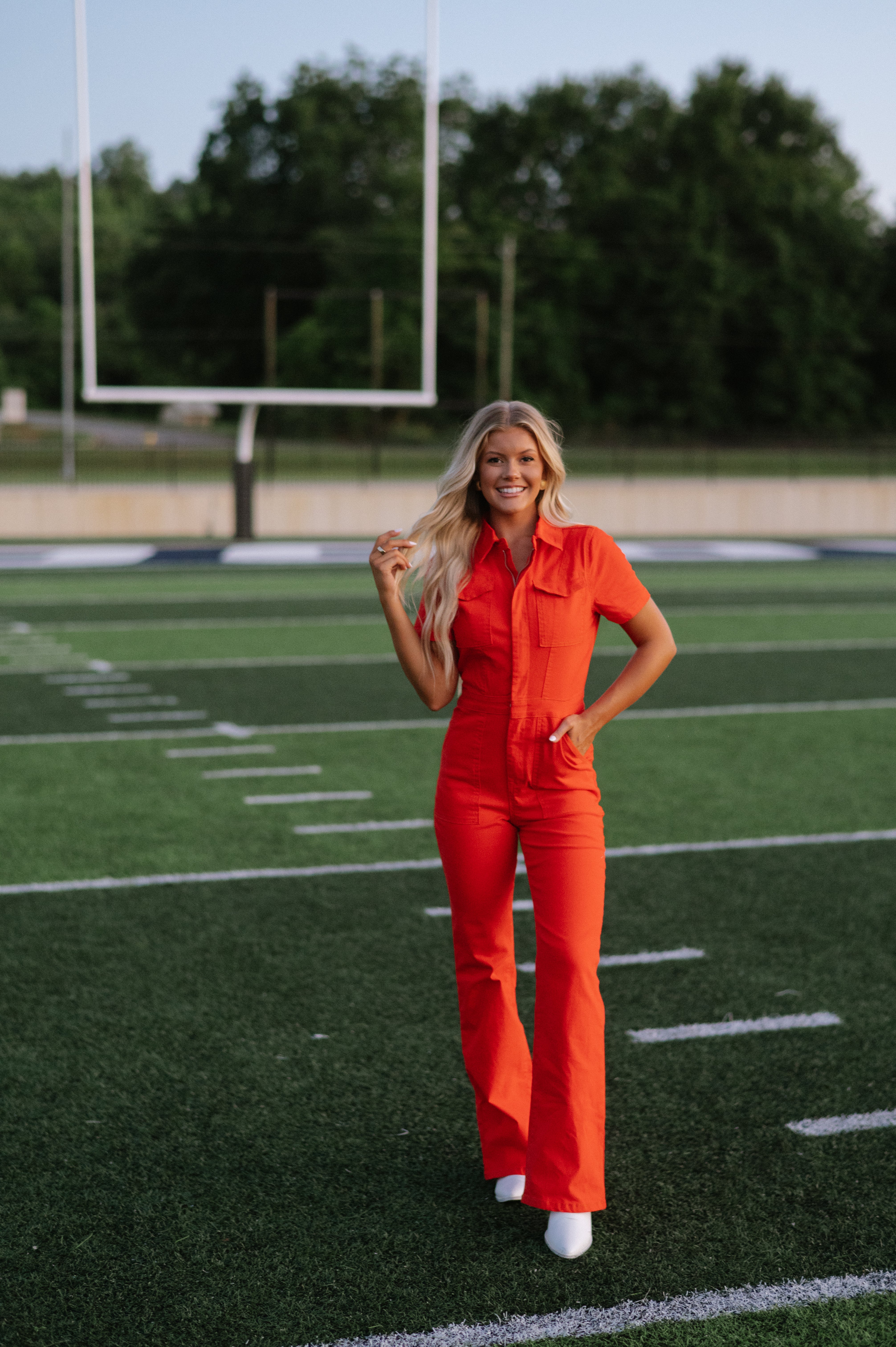 These Three Kristina Utility Jumpsuit Orange Red L