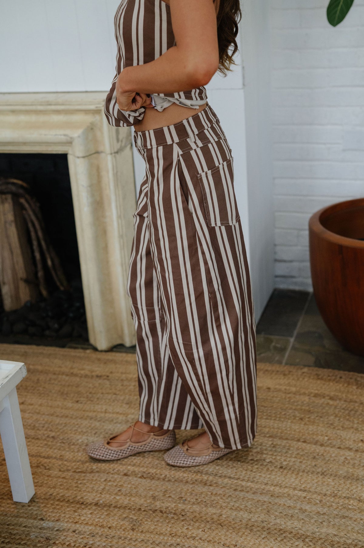 The Plaza Striped Set-Brown
