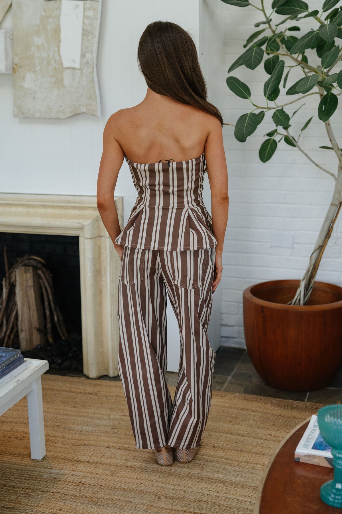 The Plaza Striped Set-Brown