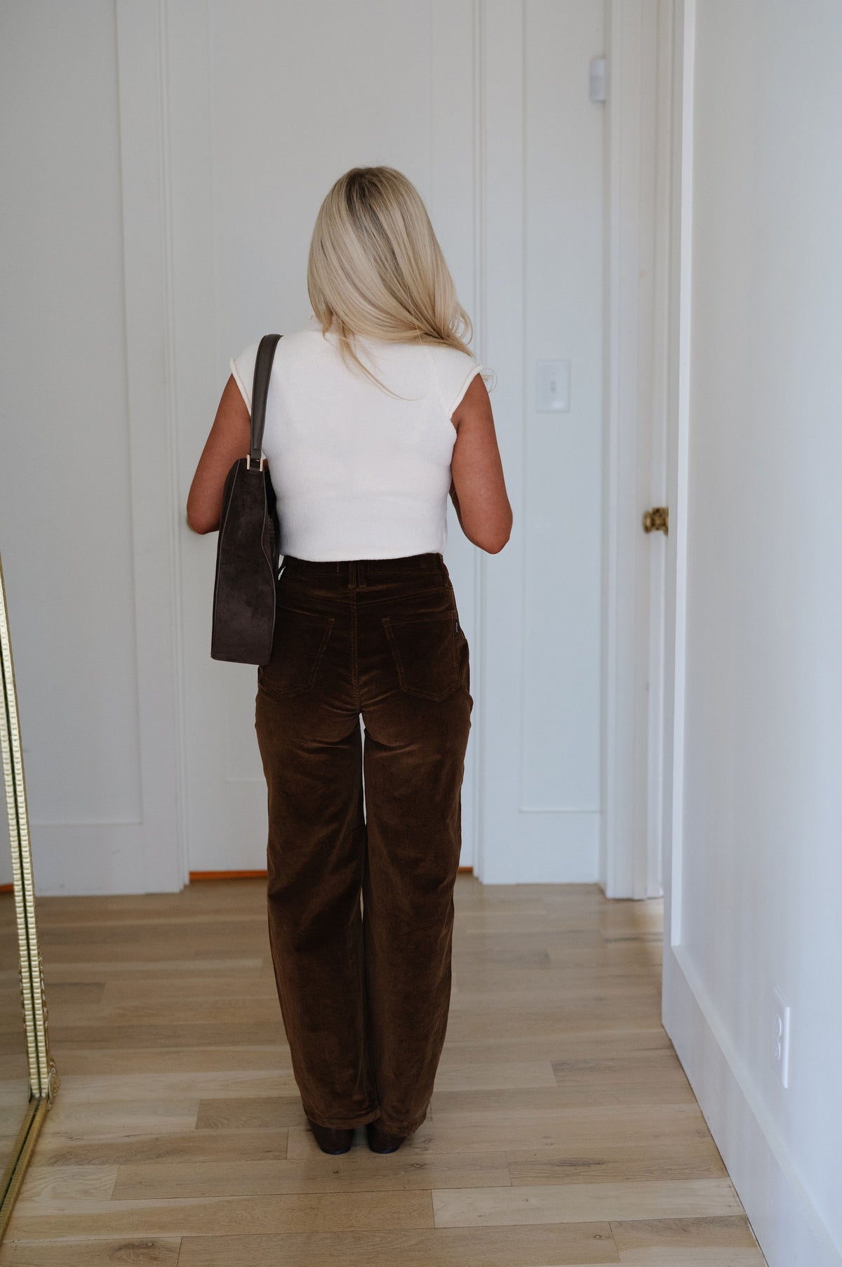 Sally Corduroy Straight Leg Pants-Brown