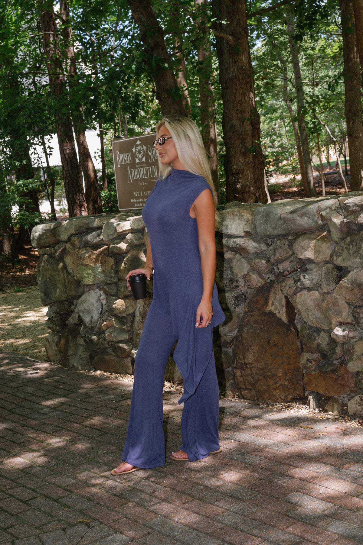 Cascade Asymmetrical Draped Set-Blue