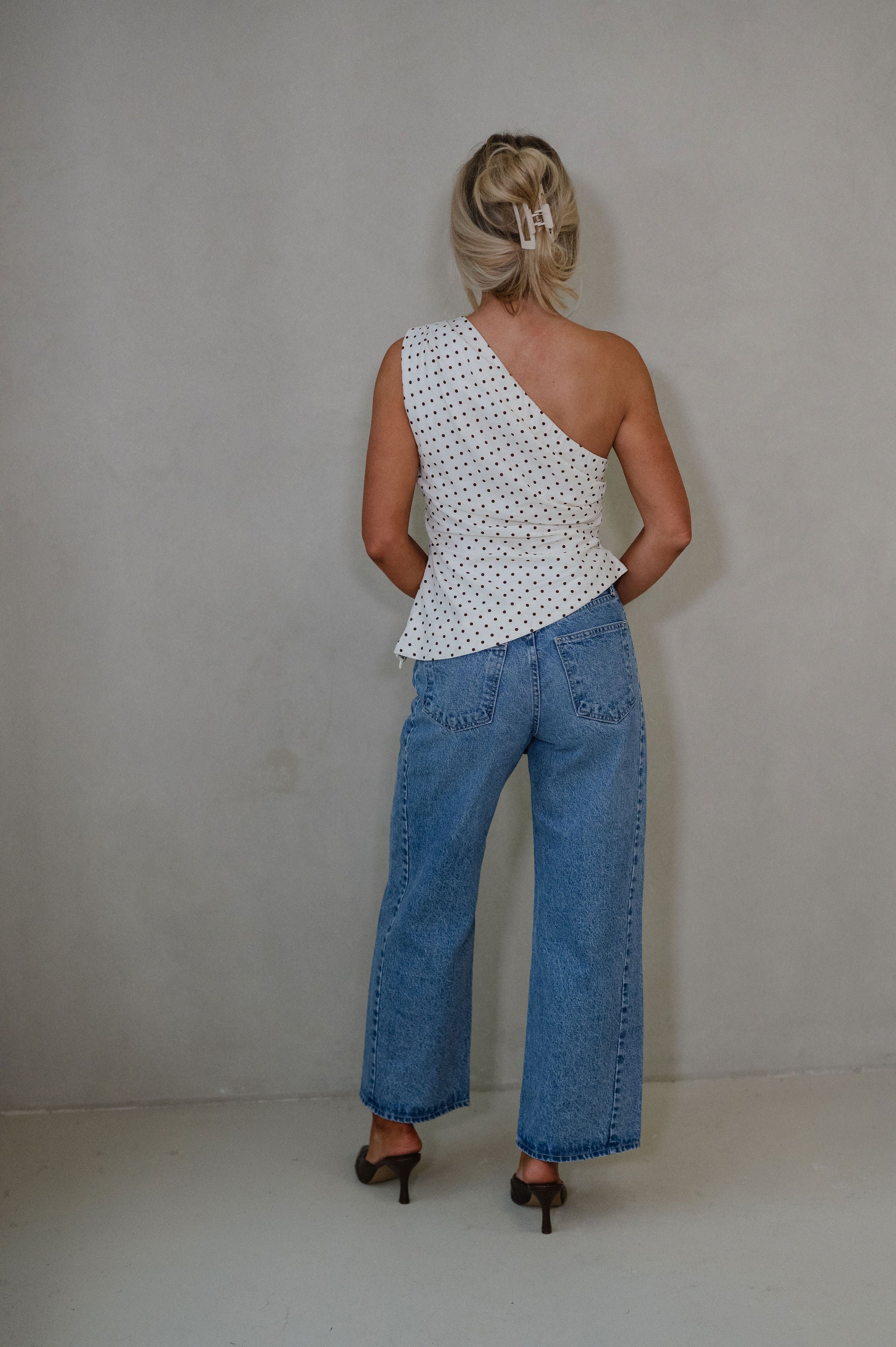 Sloane Polka Dot Top-Oatmeal/Brown