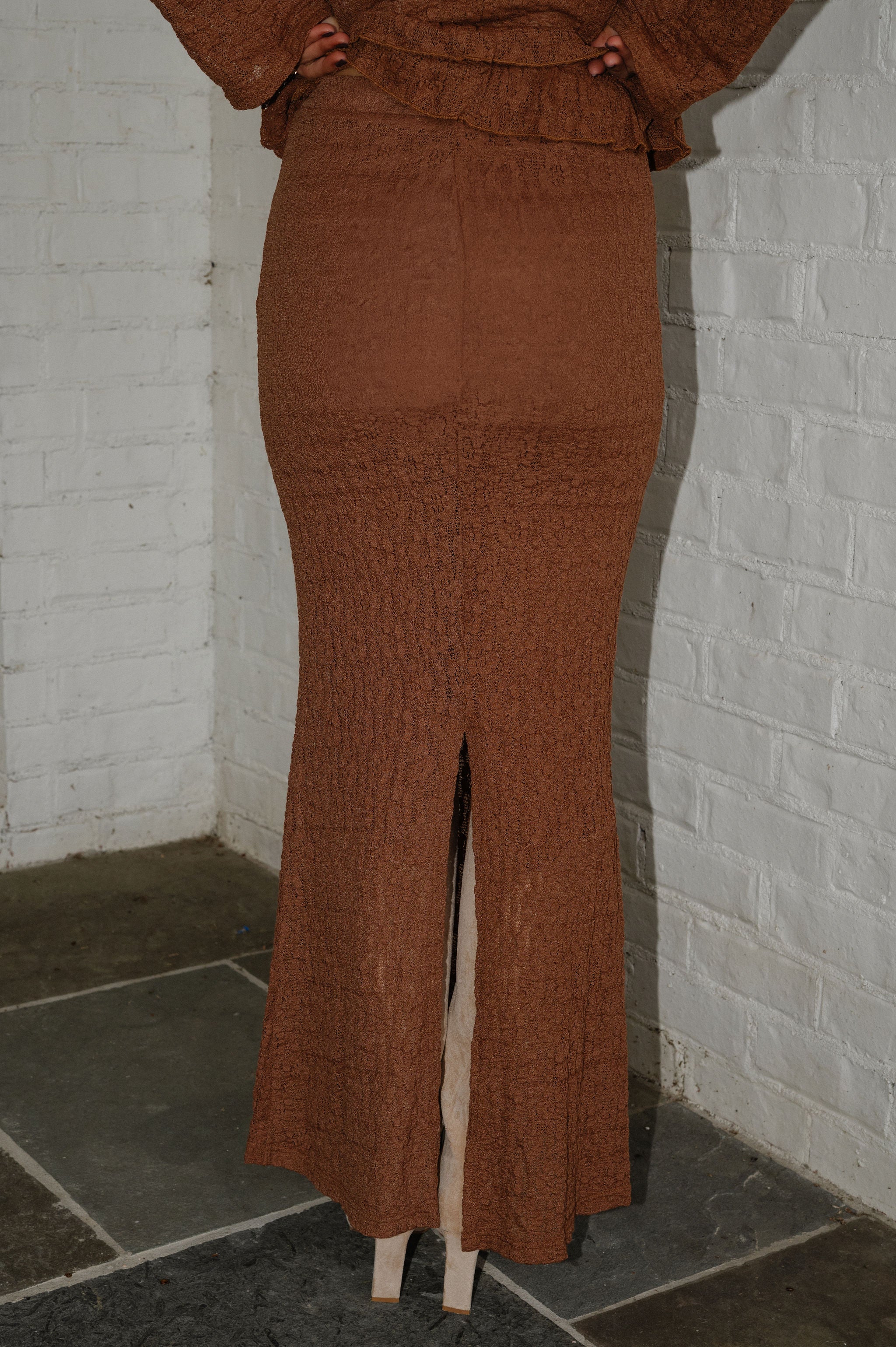 Crew Maxi Skirt-Brown
