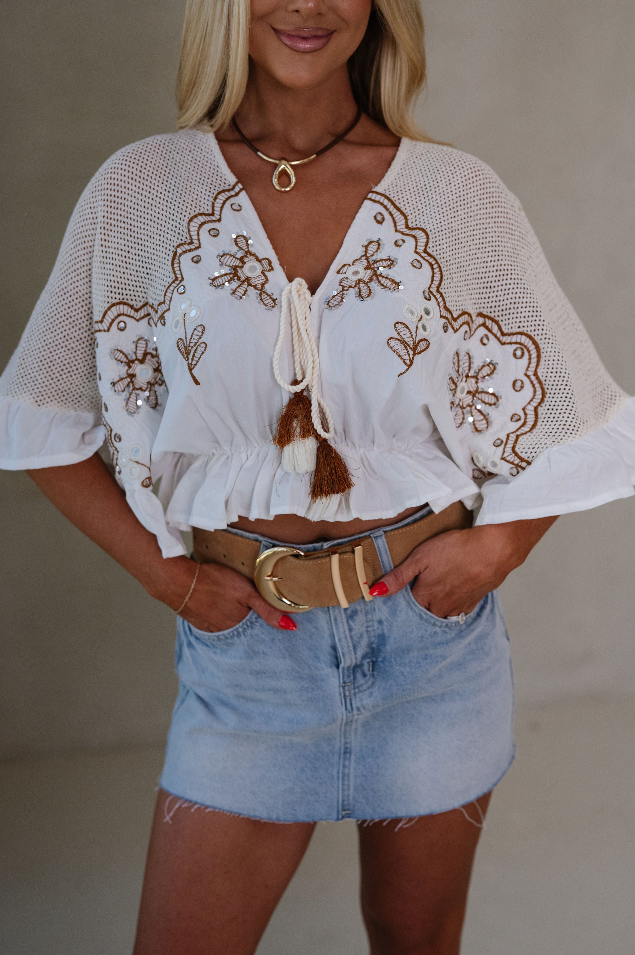 Madeline V-Neck Top-Off White