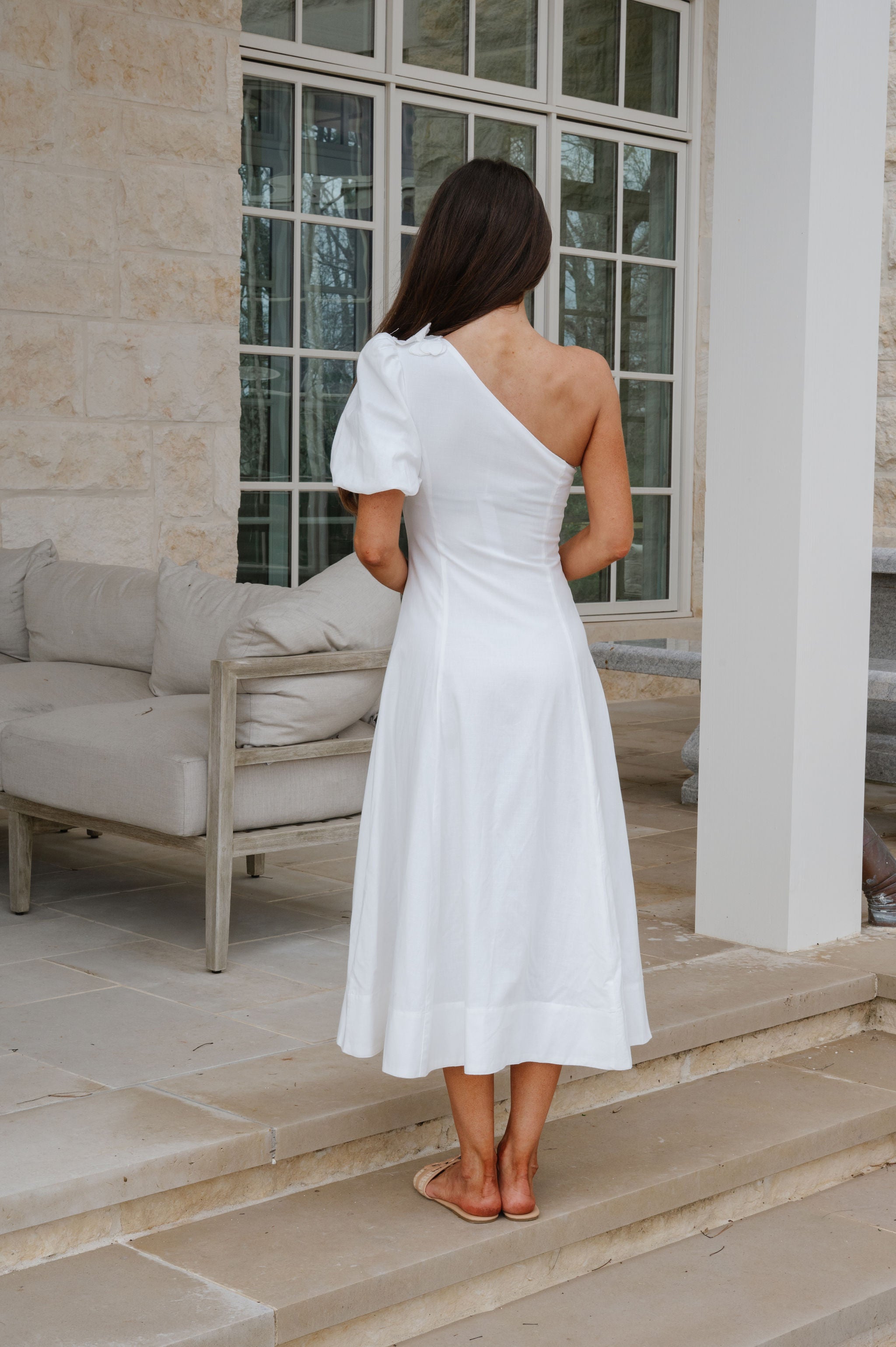Floral Embellished Midi Dress-Off White
