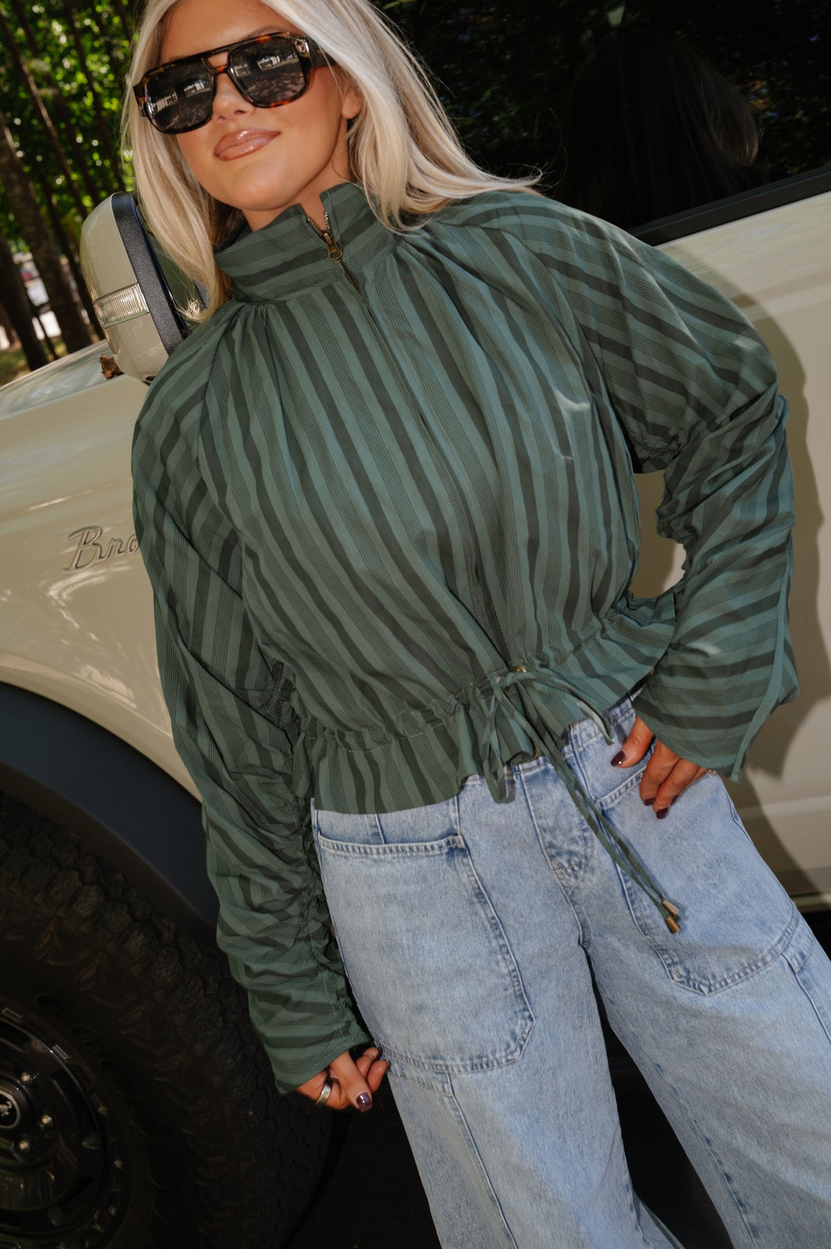 Christina Striped Top-Pine