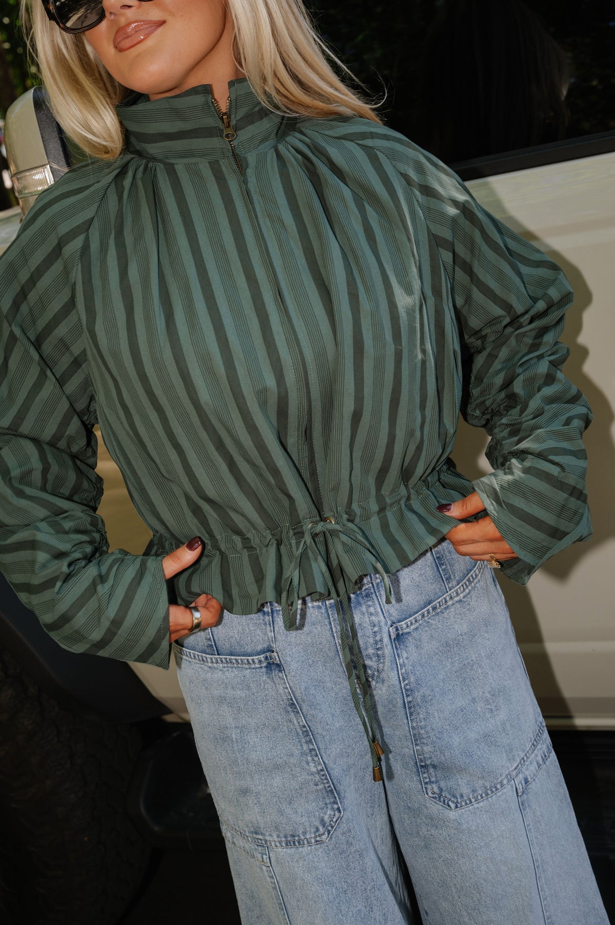 Christina Striped Top-Pine