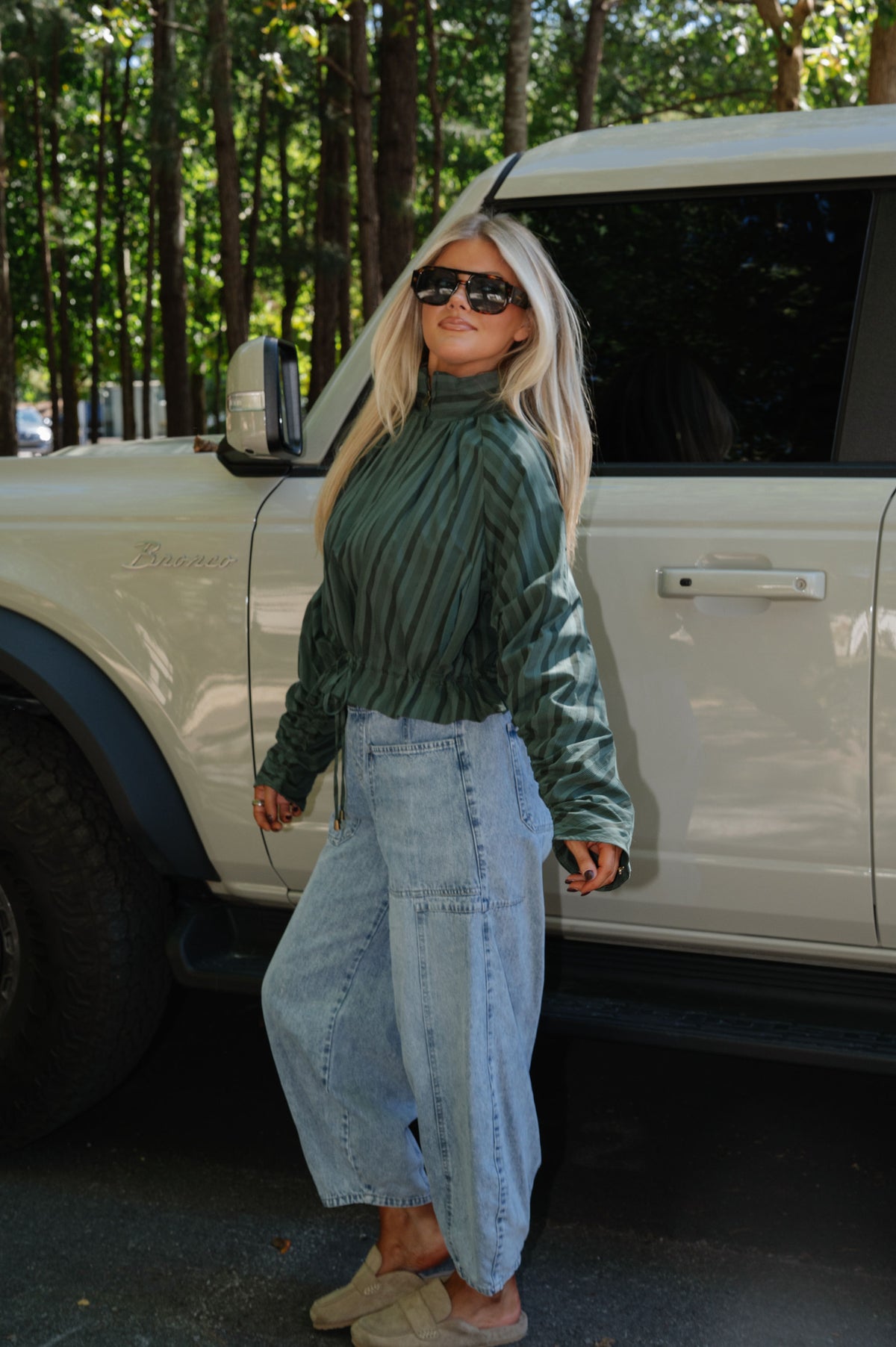 Christina Striped Top-Pine