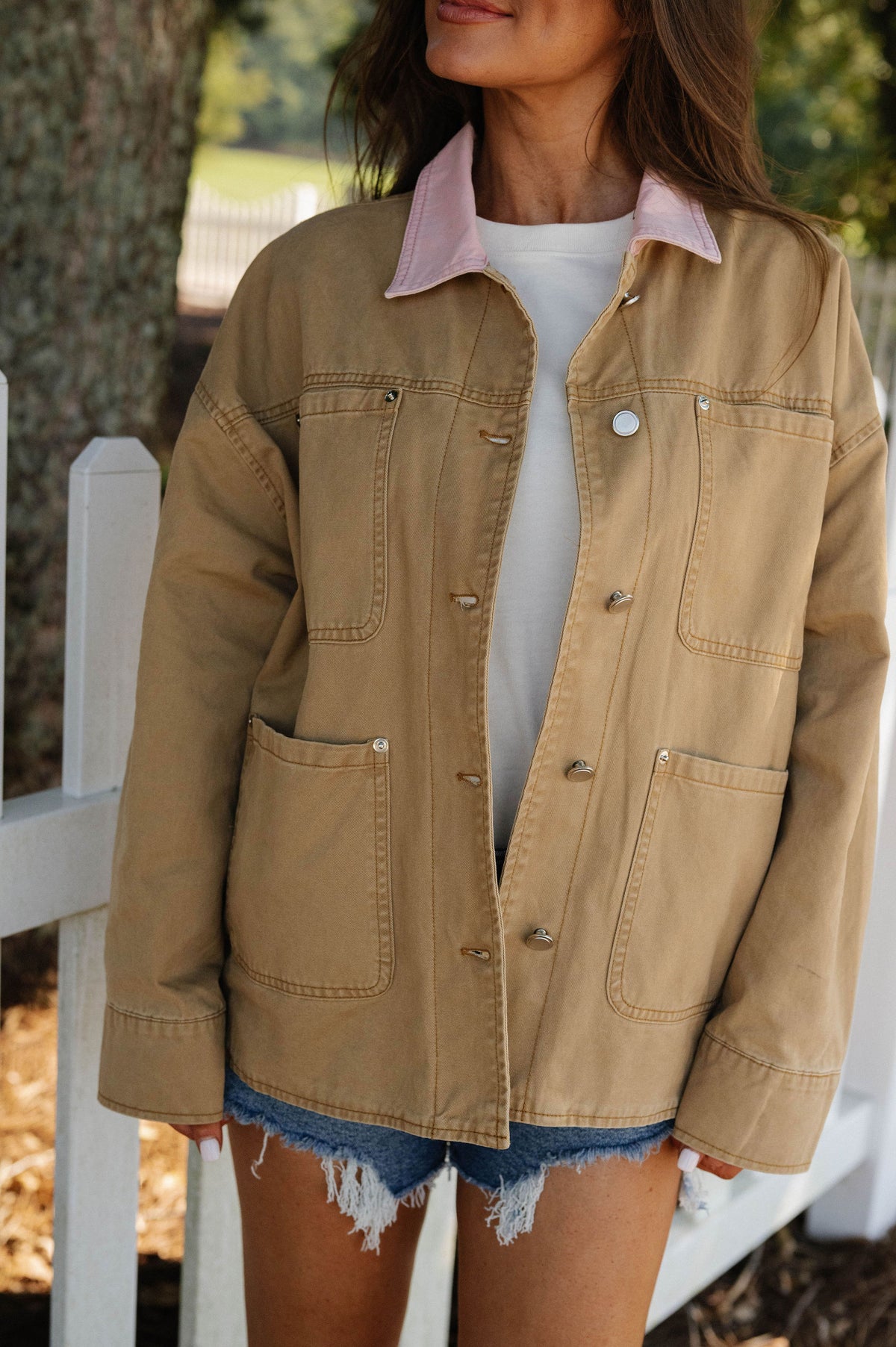 Hadley Carpenter Jacket- Khaki/Pink