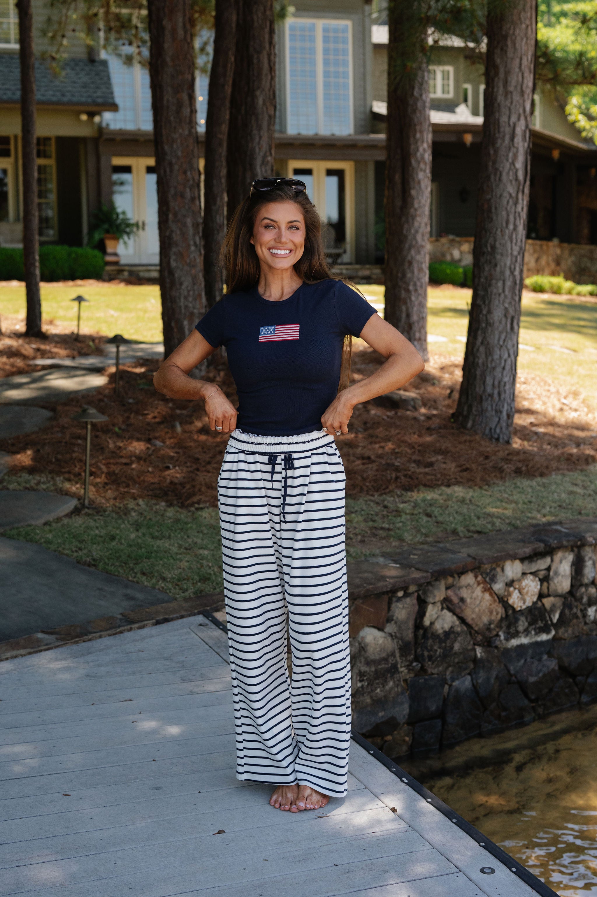 American Flag Short Sleeve T-Shirt-Navy