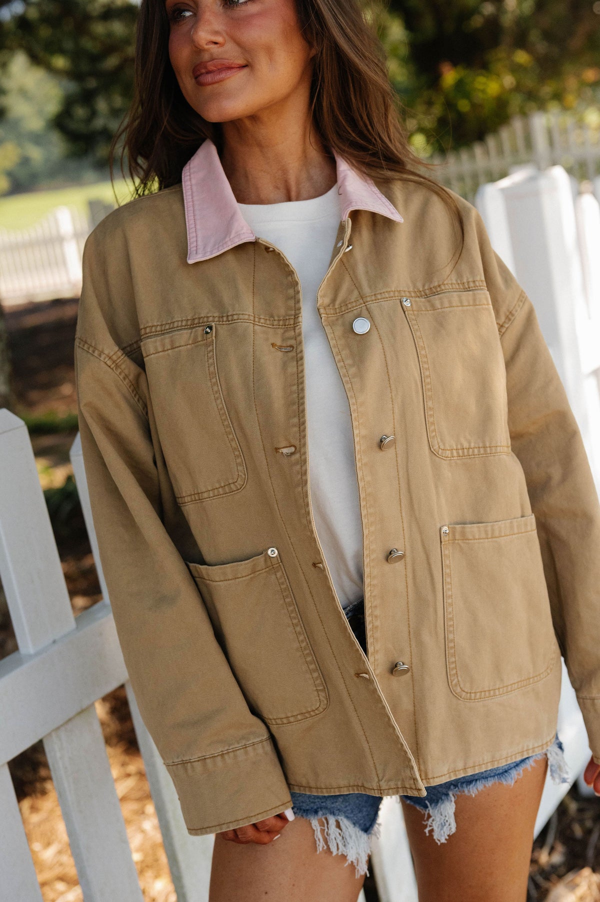 Hadley Carpenter Jacket- Khaki/Pink