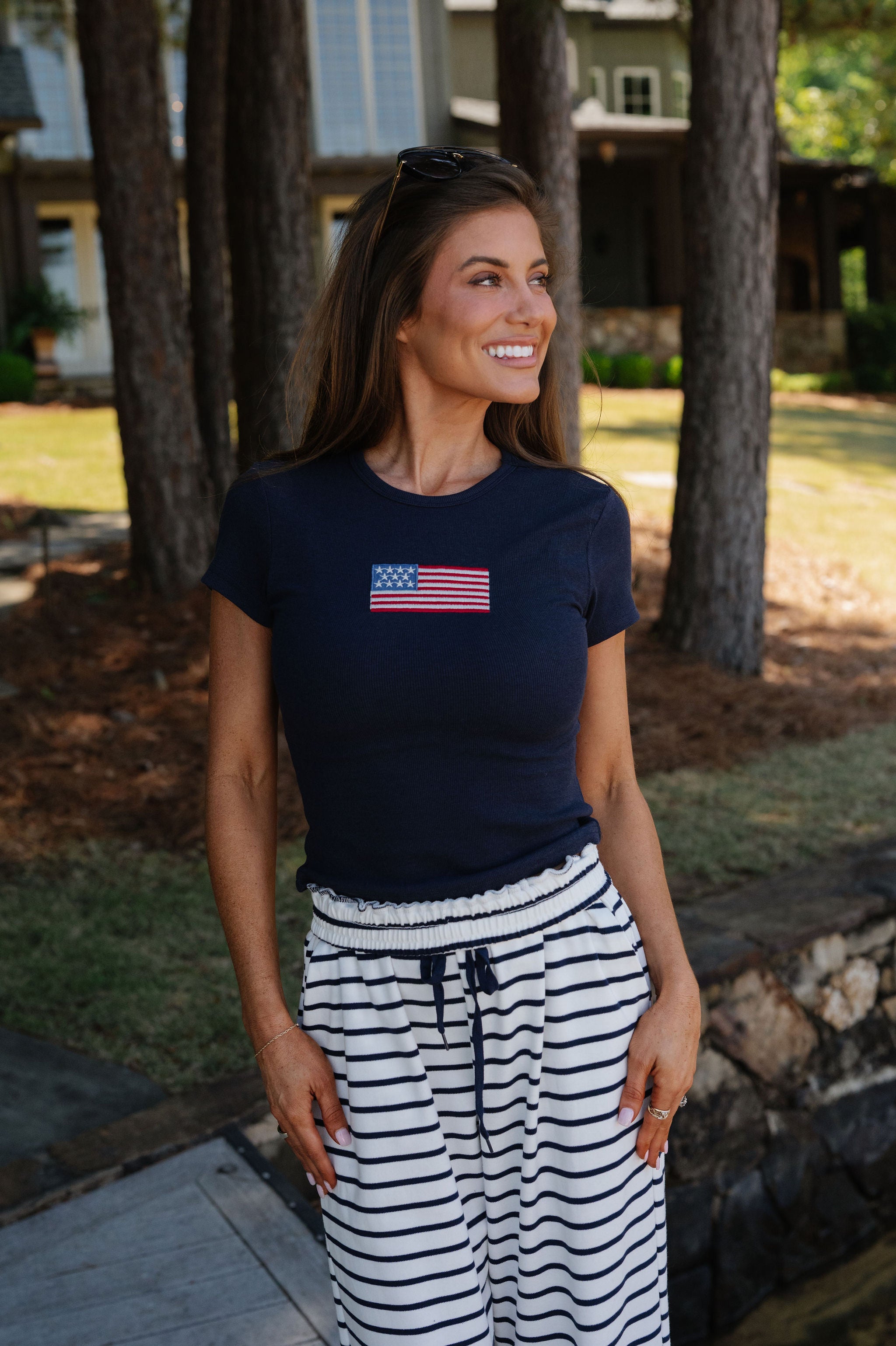 American Flag Short Sleeve T-Shirt-Navy