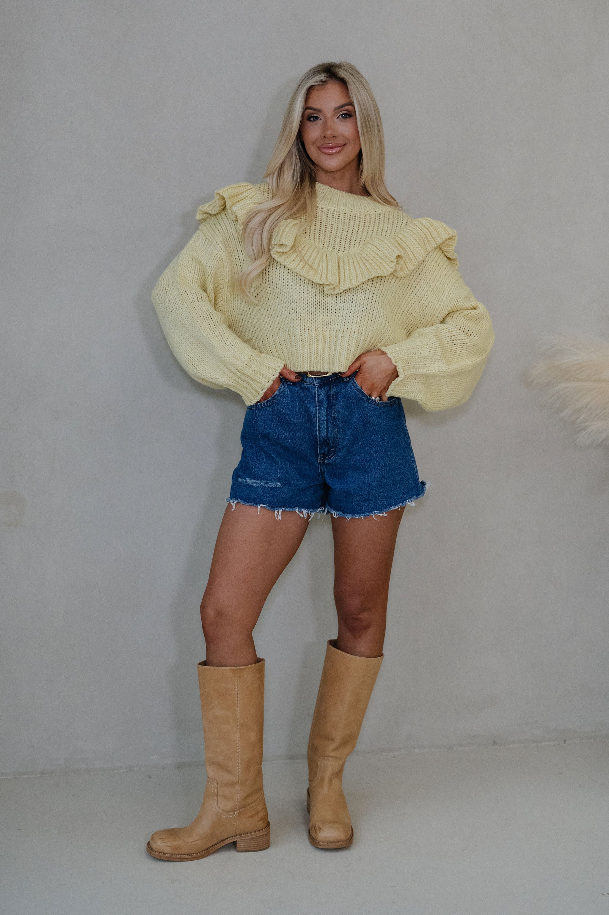 Vera Ruffle Sweater-Yellow