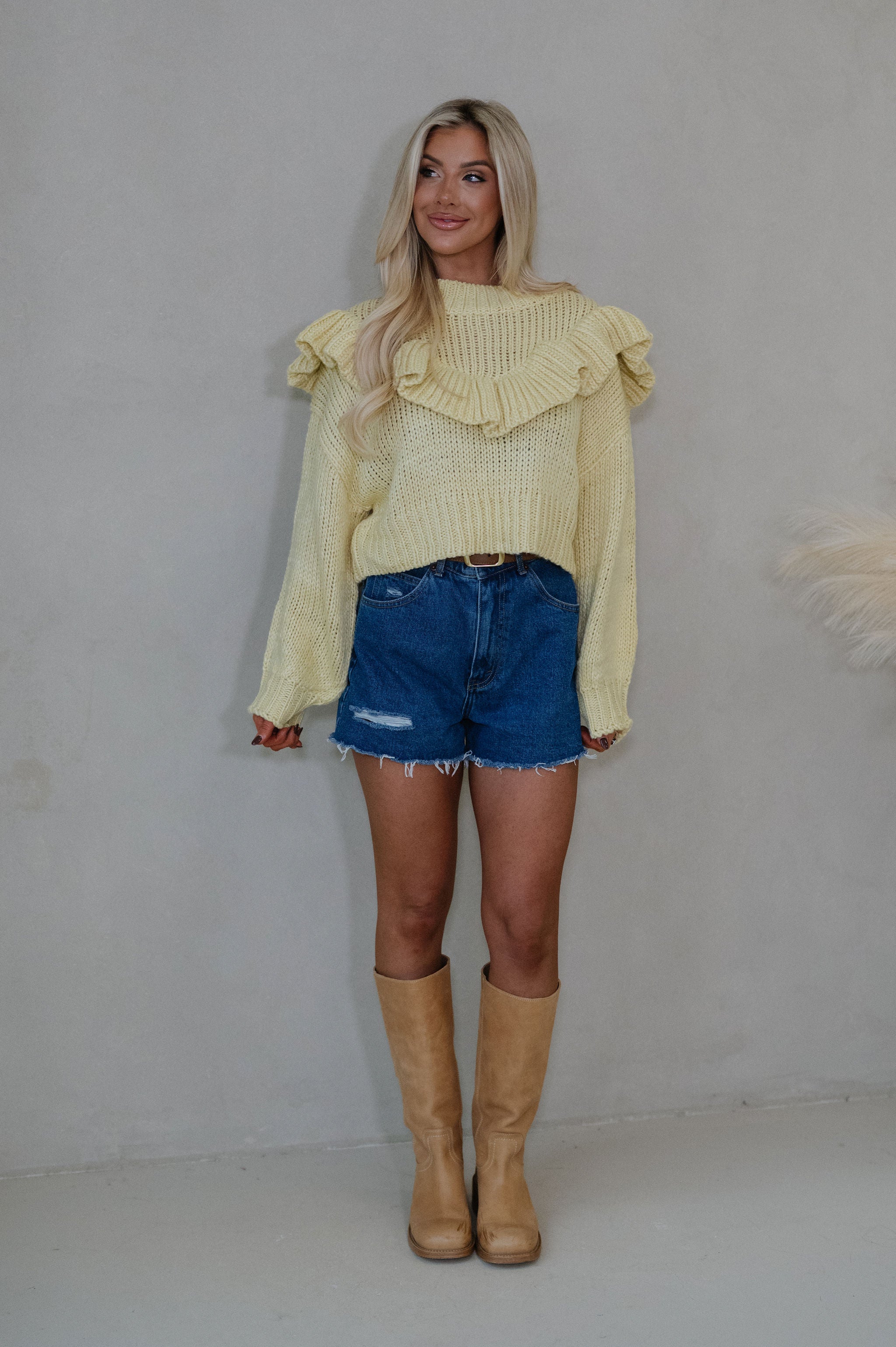 Vera Ruffle Sweater-Yellow