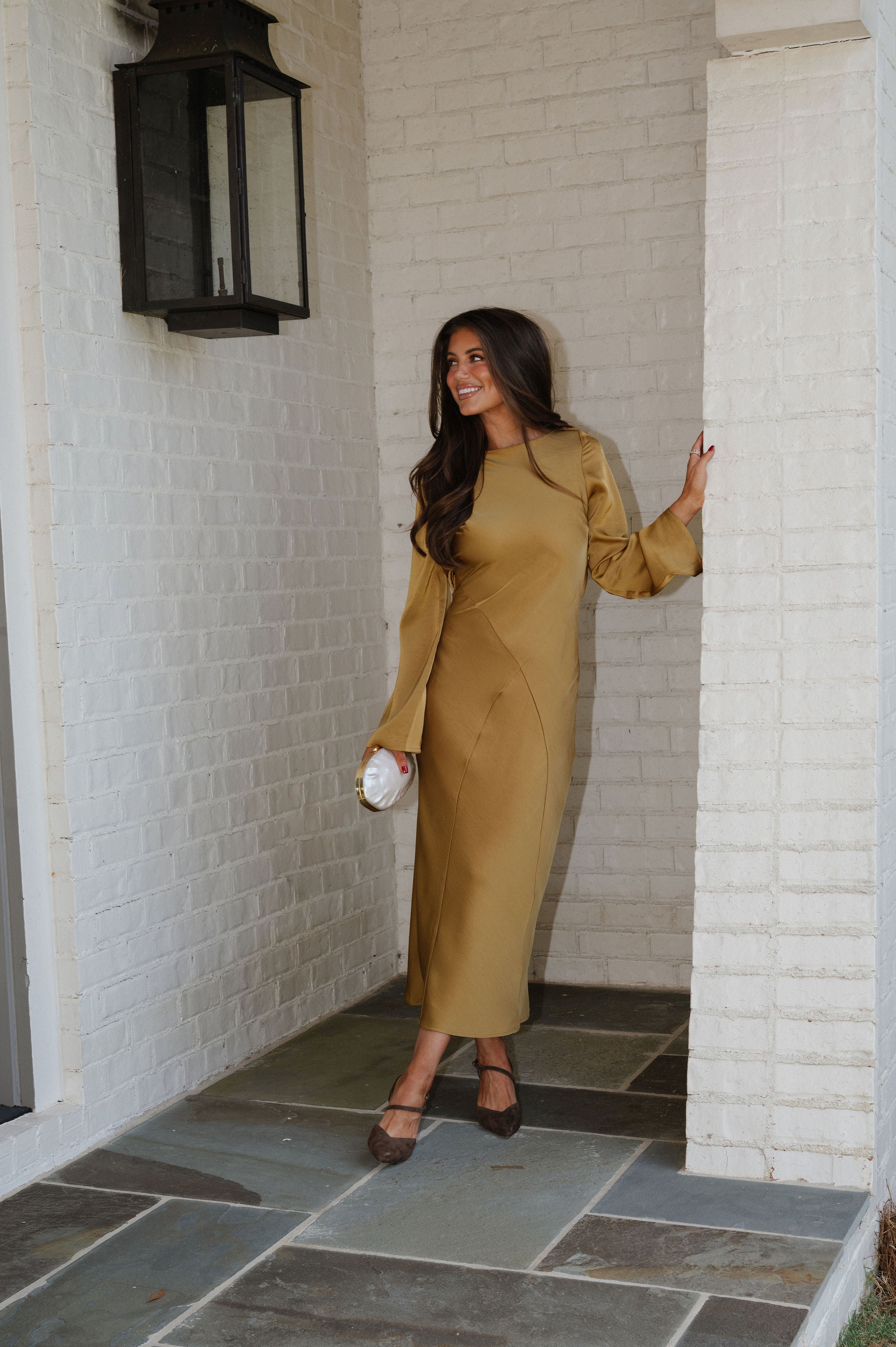 Millie Cowl Dress-Mustard