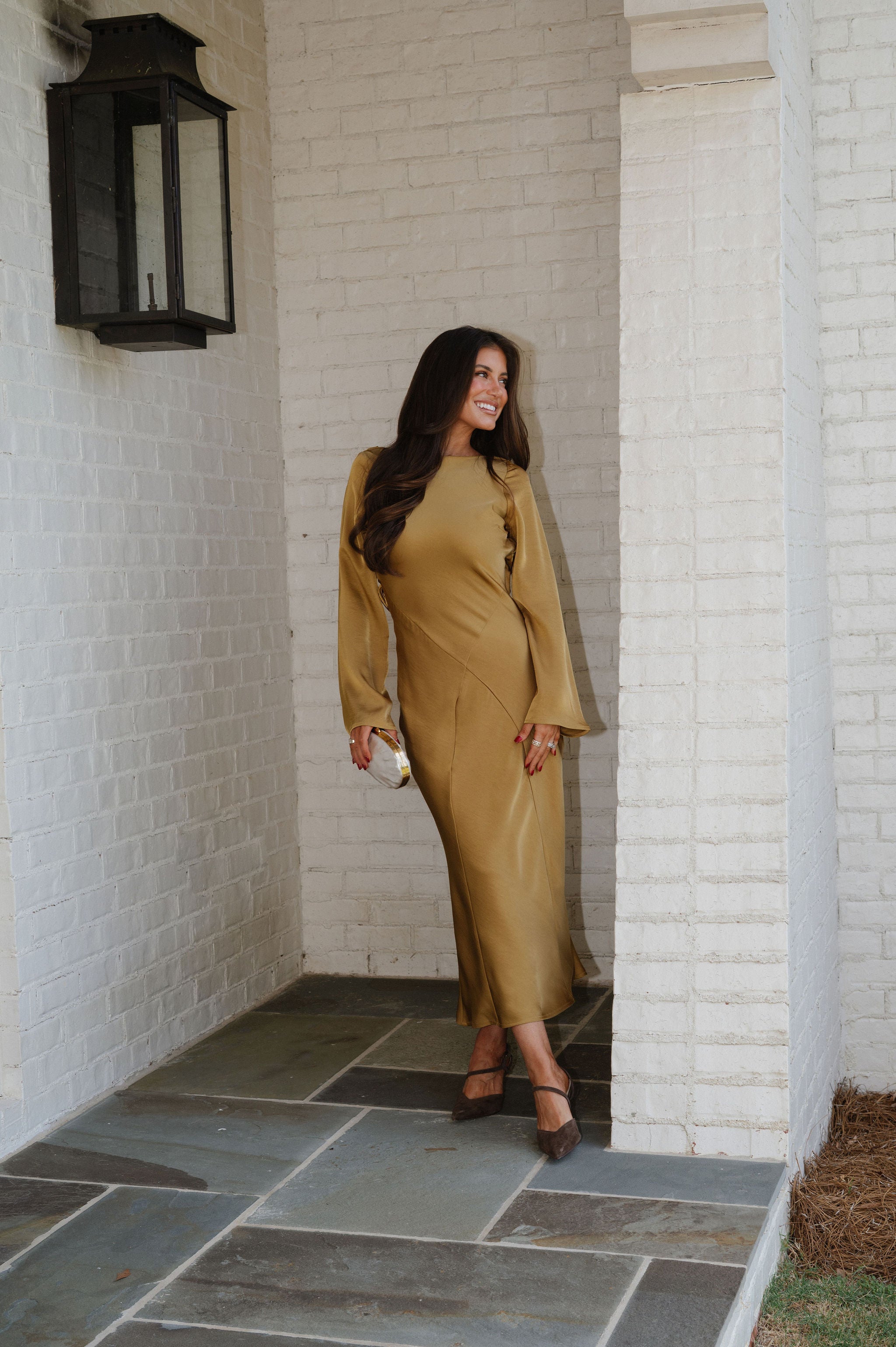 Millie Cowl Dress-Mustard