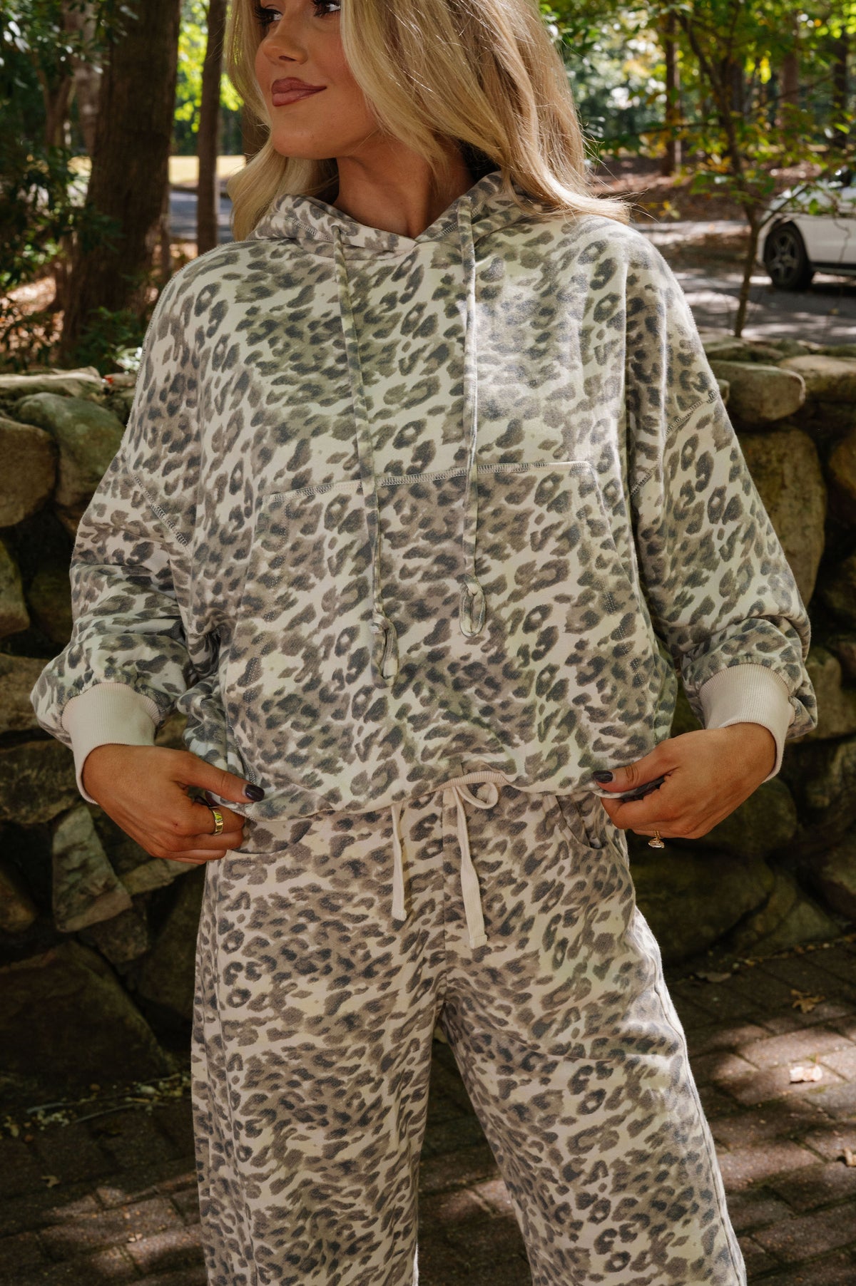 Anne Animal Print Bubble Hem Hoodie