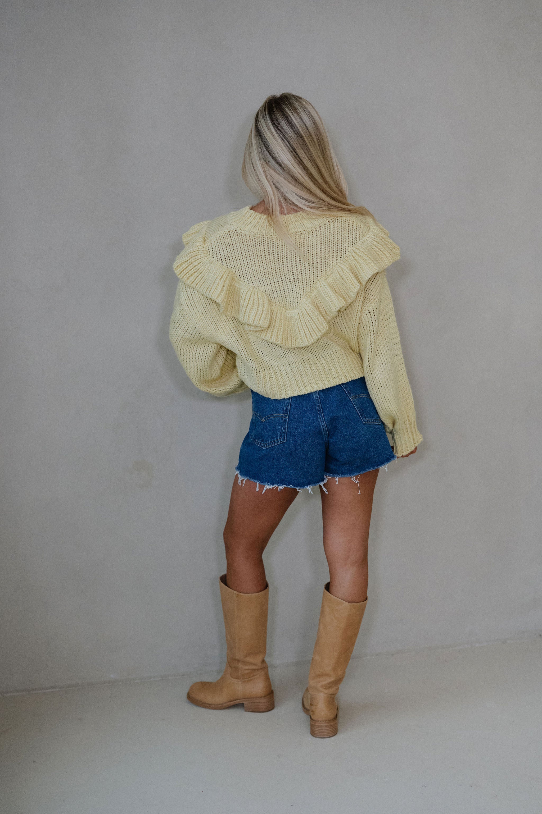 Vera Ruffle Sweater-Yellow