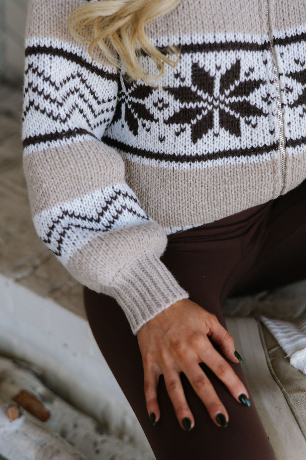 Bianca Sweater Jacket-Brown Multi