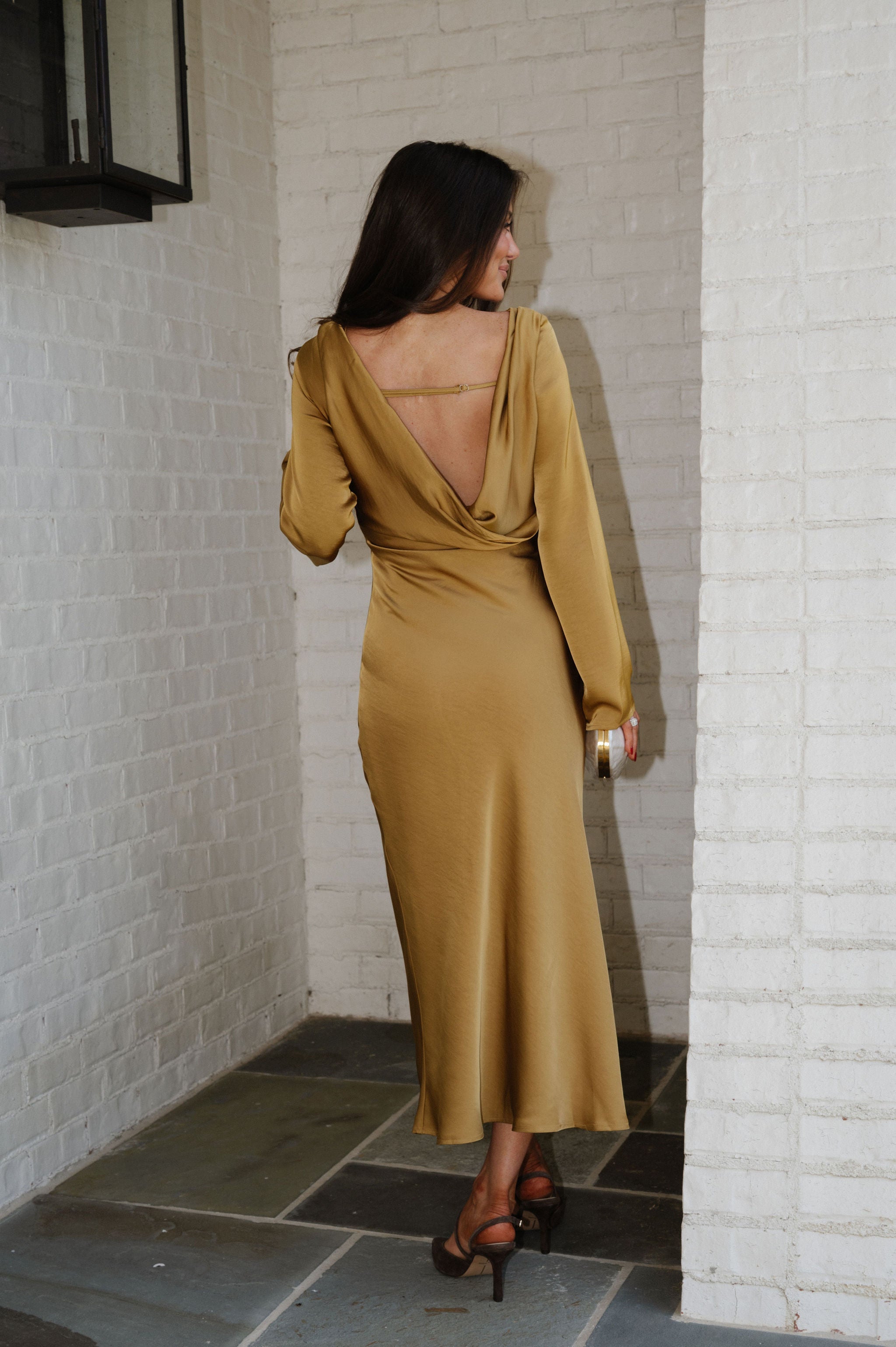 Millie Cowl Dress-Mustard