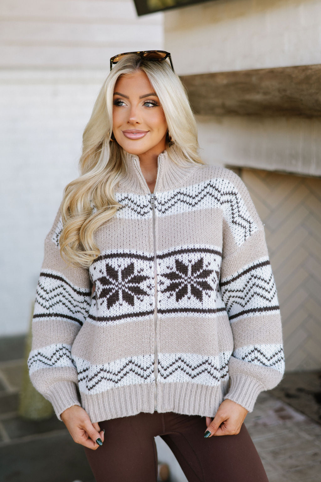 Bianca Sweater Jacket-Brown Multi