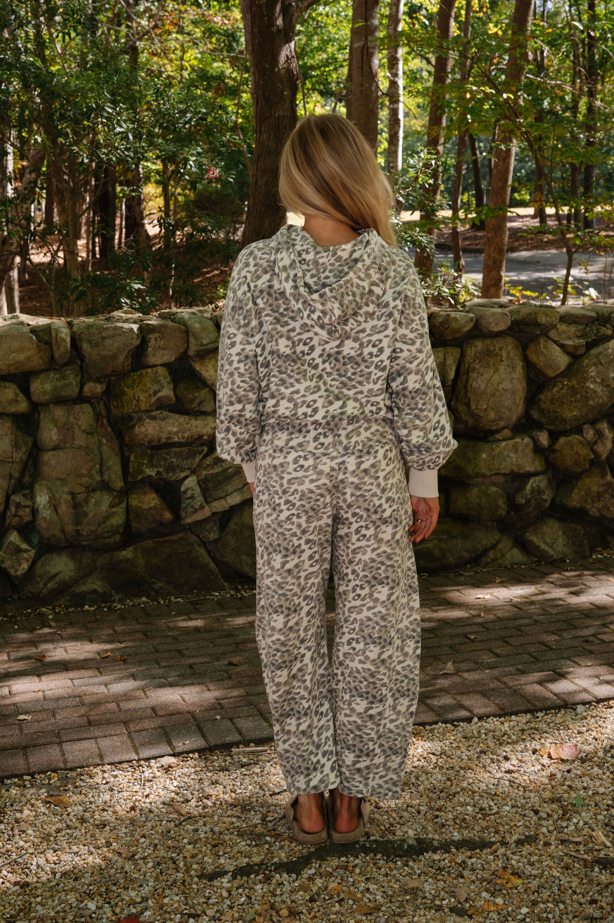 French Terry Animal Print Barrel Pants
