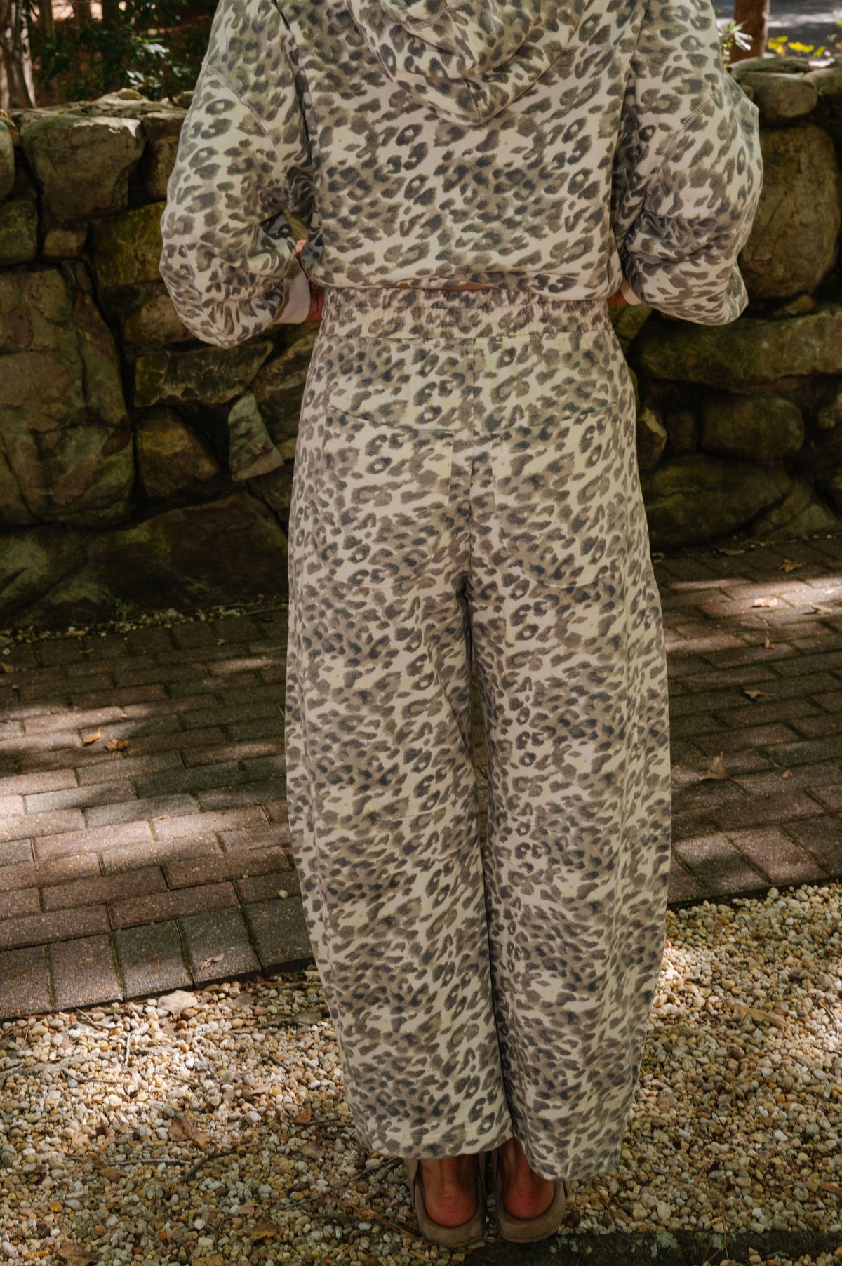 French Terry Animal Print Barrel Pants