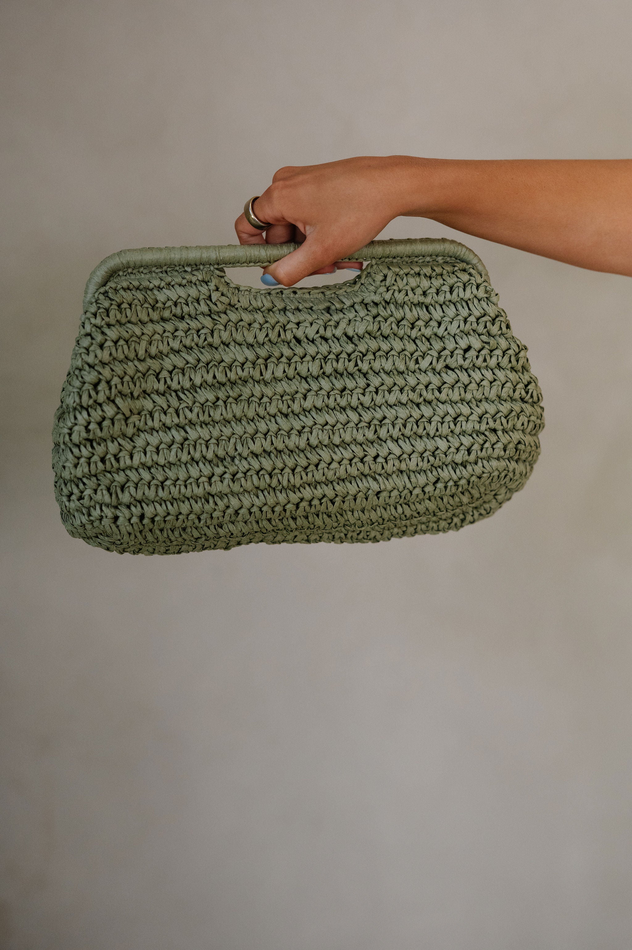 Lani Straw Clutch-Sage