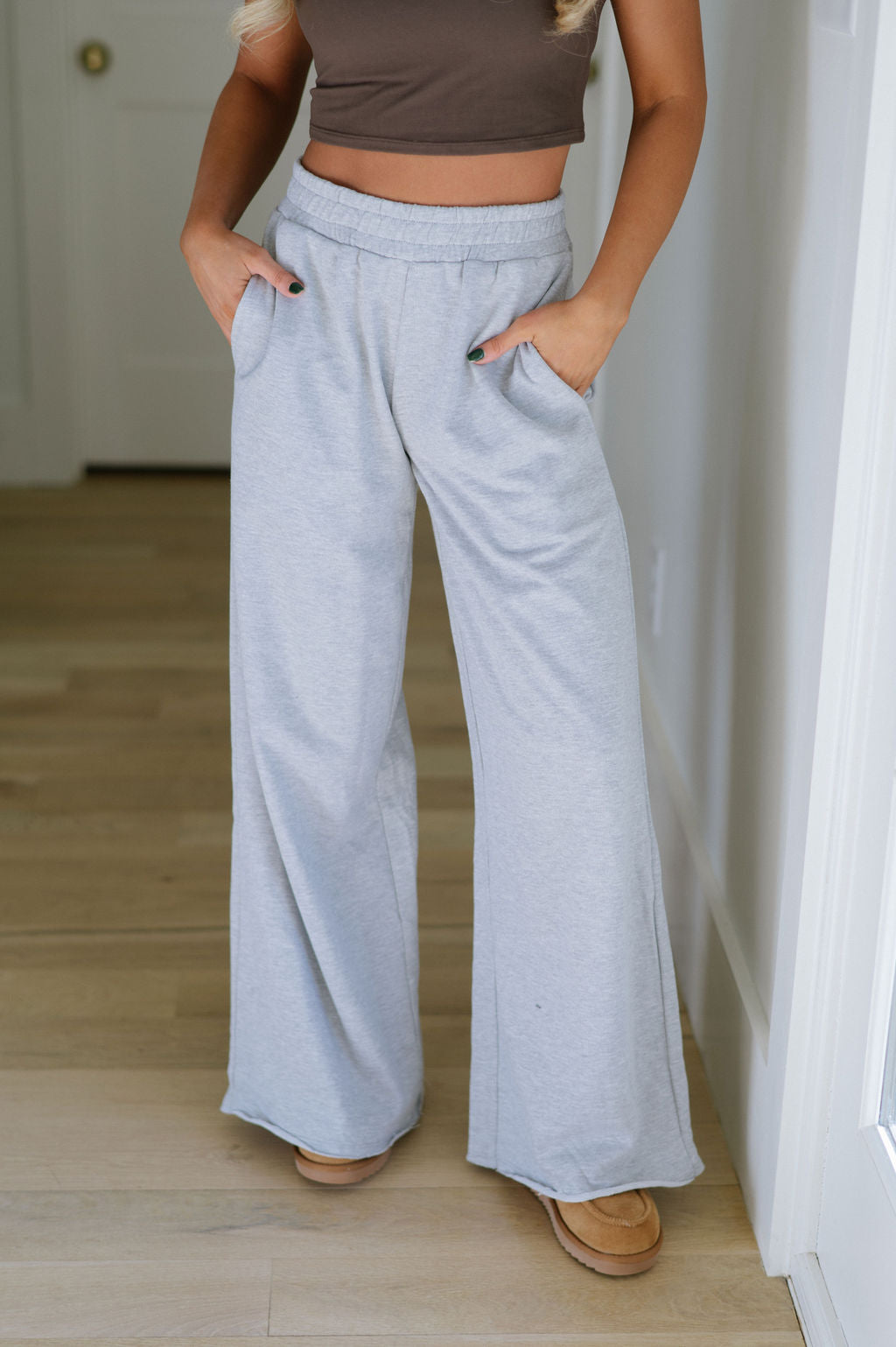 Wide Flared Sweatpants- Heather Grey