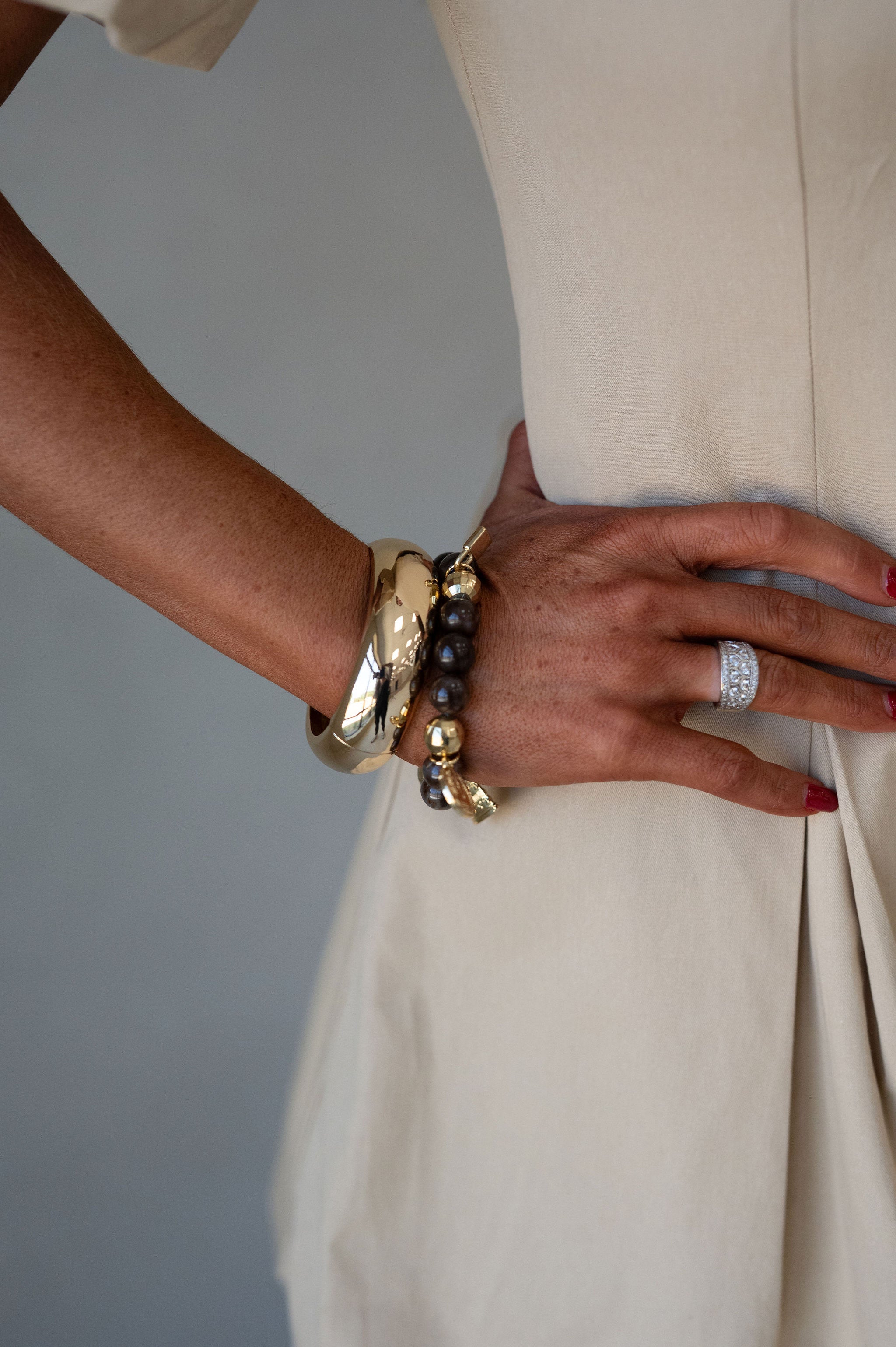 Fall Beaded Bracelet- Brown Marble