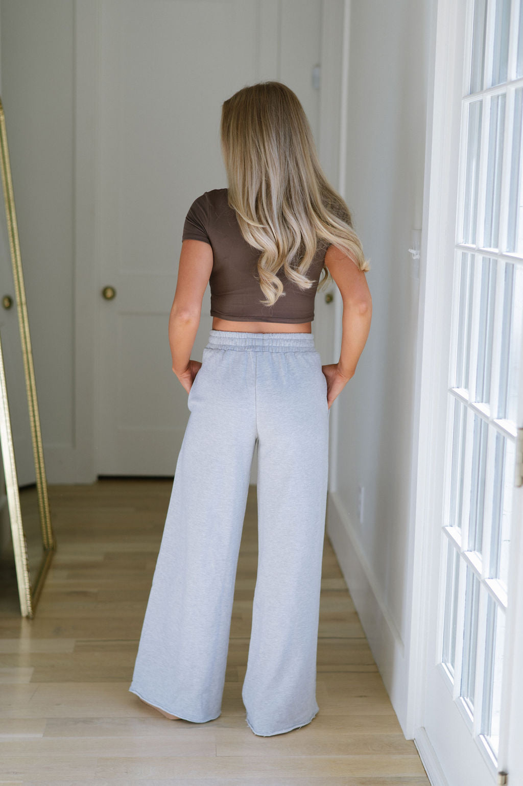 Wide Flared Sweatpants- Heather Grey